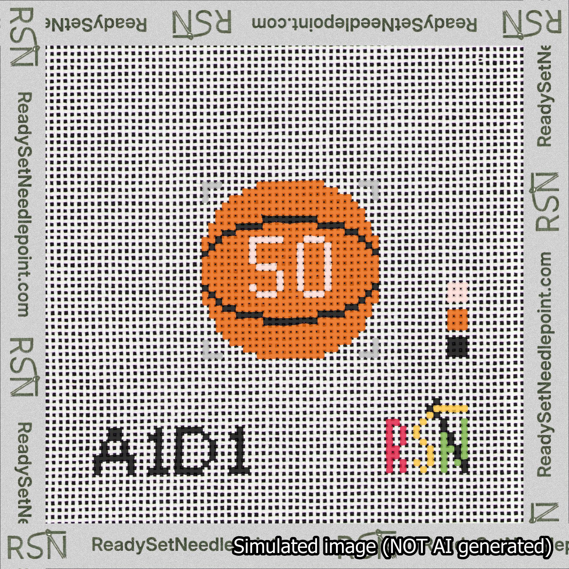 Basketball Bag Charm Pink 50-99 Needlepoint Canvas Design