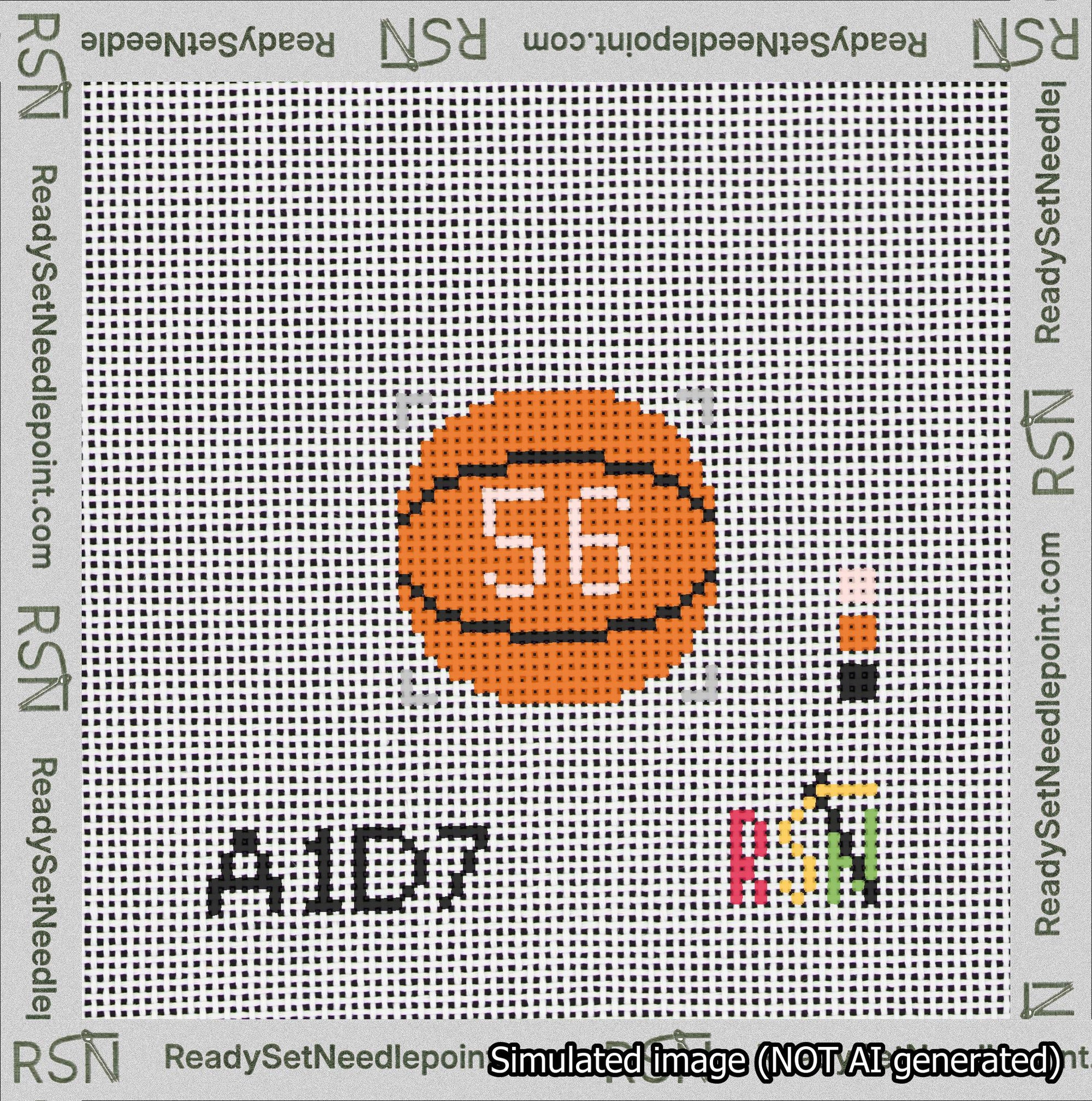 Basketball Bag Charm Pink 50-99 Needlepoint Canvas Design