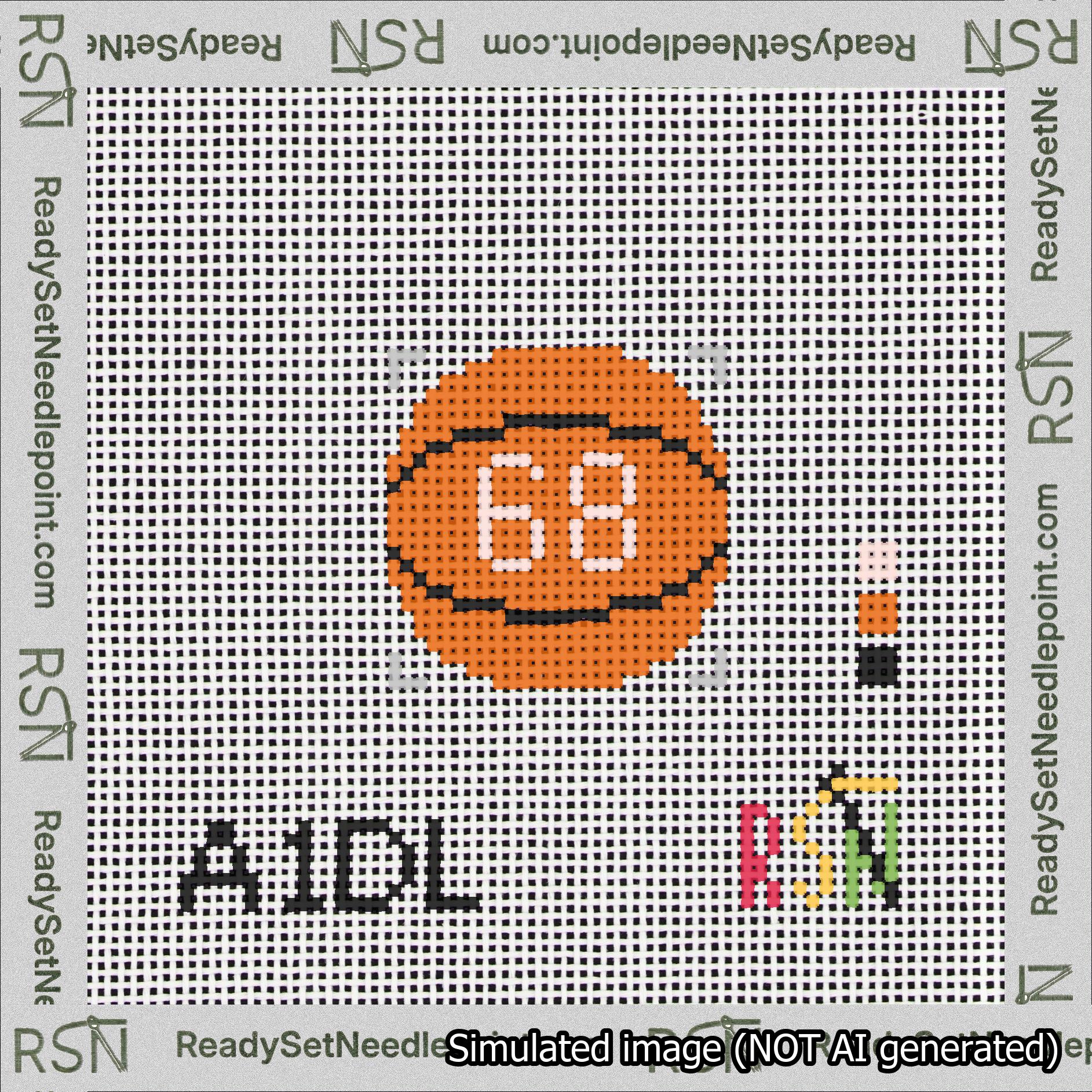 Basketball Bag Charm Pink 50-99 Needlepoint Canvas Design