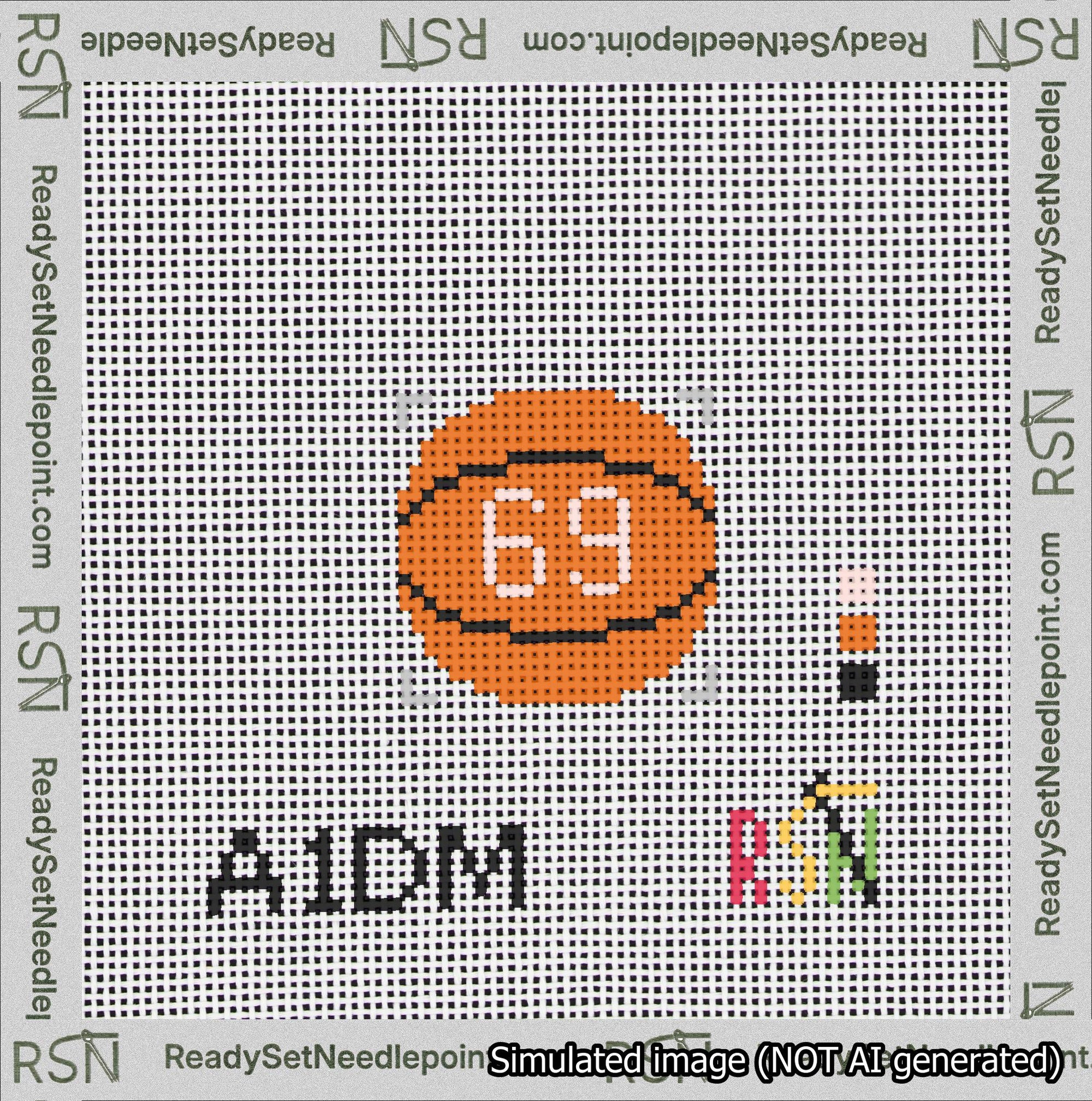 Basketball Bag Charm Pink 50-99 Needlepoint Canvas Design