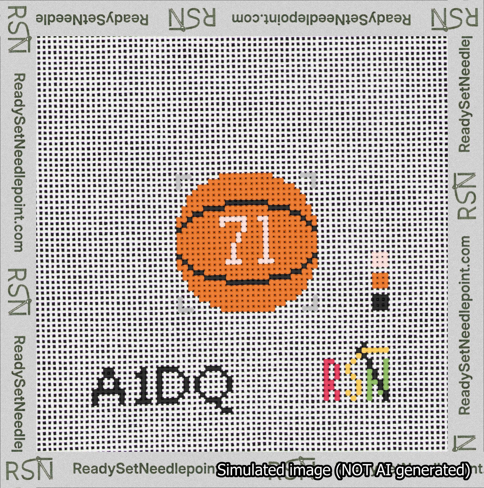 Basketball Bag Charm Pink 50-99 Needlepoint Canvas Design