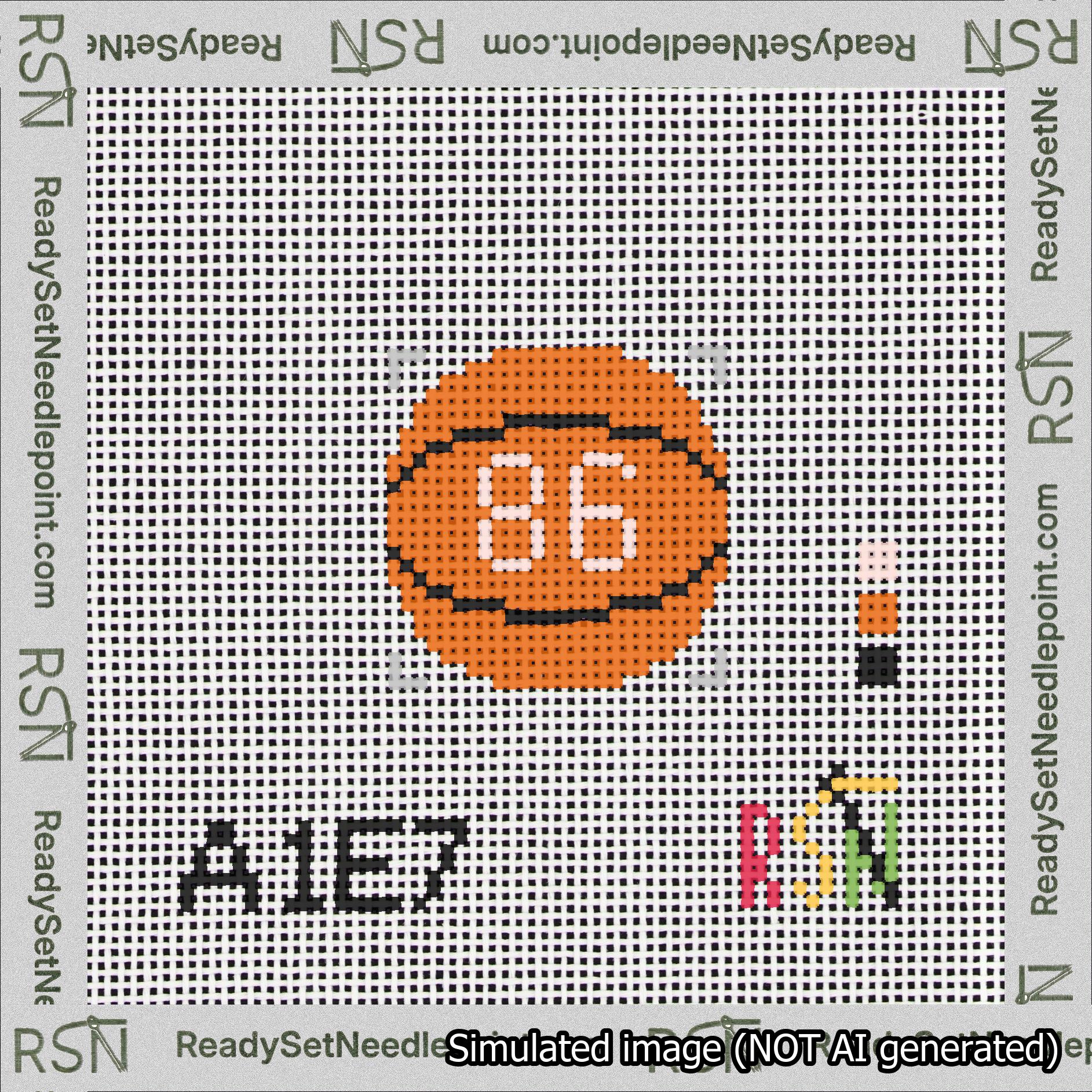 Basketball Bag Charm Pink 50-99 Needlepoint Canvas Design