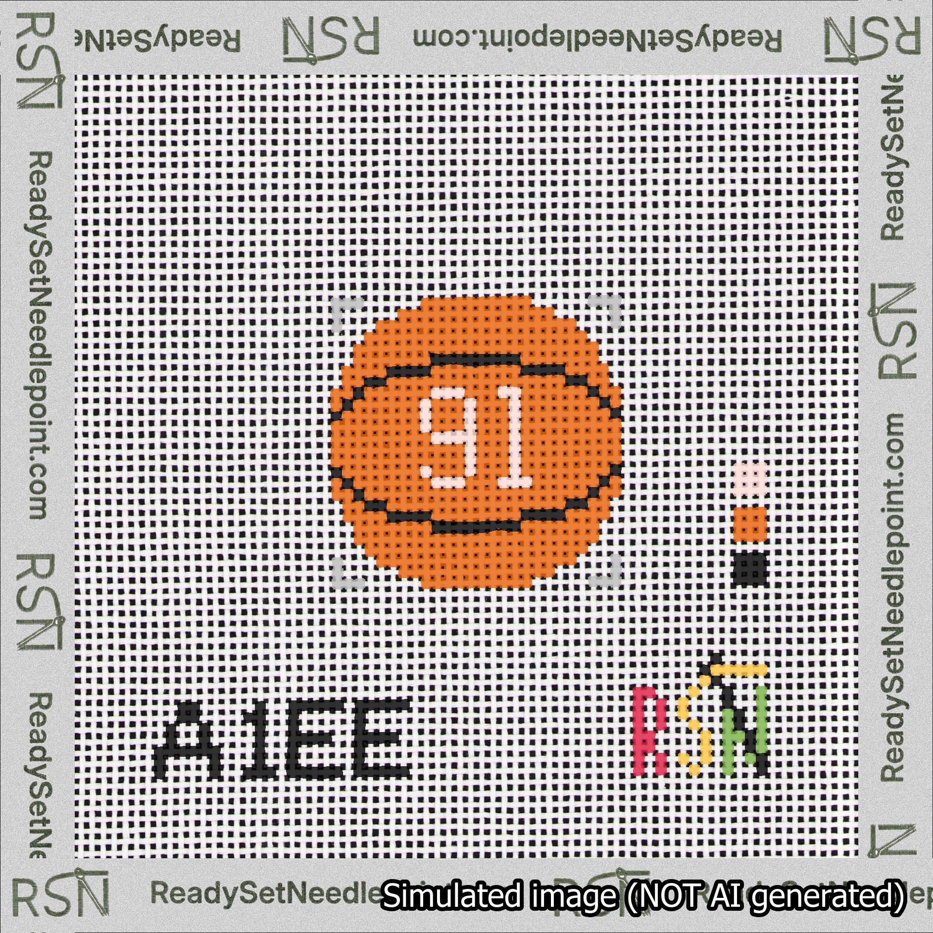 Basketball Bag Charm Pink 50-99 Needlepoint Canvas Design