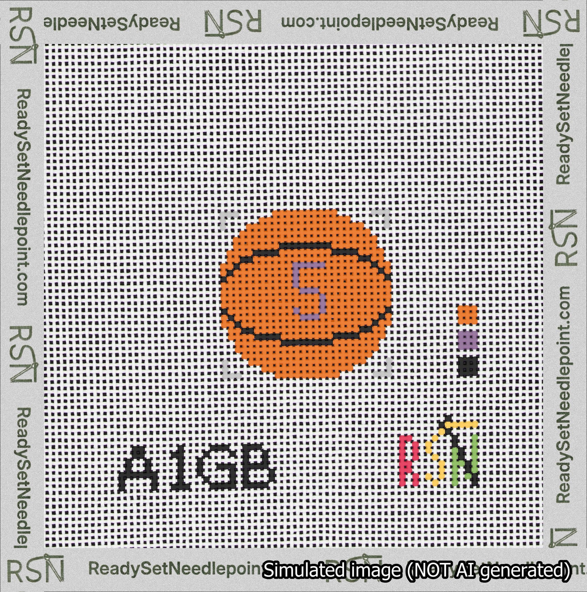 Basketball Bag Charm Purple 0-49 Needlepoint Canvas Design