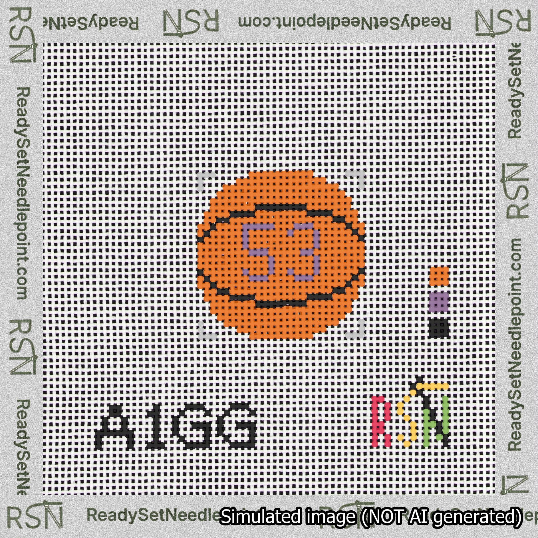 Basketball Bag Charm Purple 50-99 Needlepoint Canvas Design