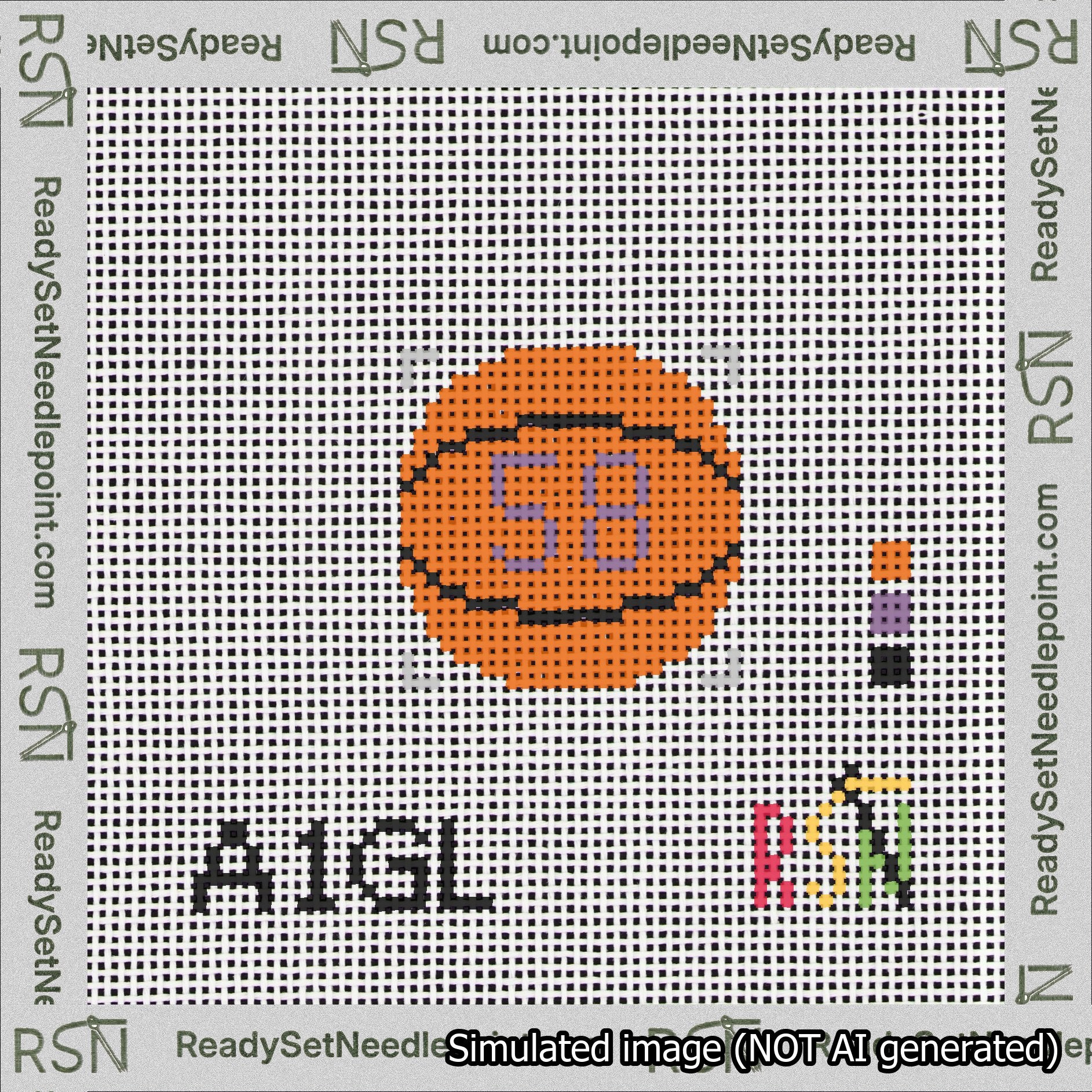 Basketball Bag Charm Purple 50-99 Needlepoint Canvas Design