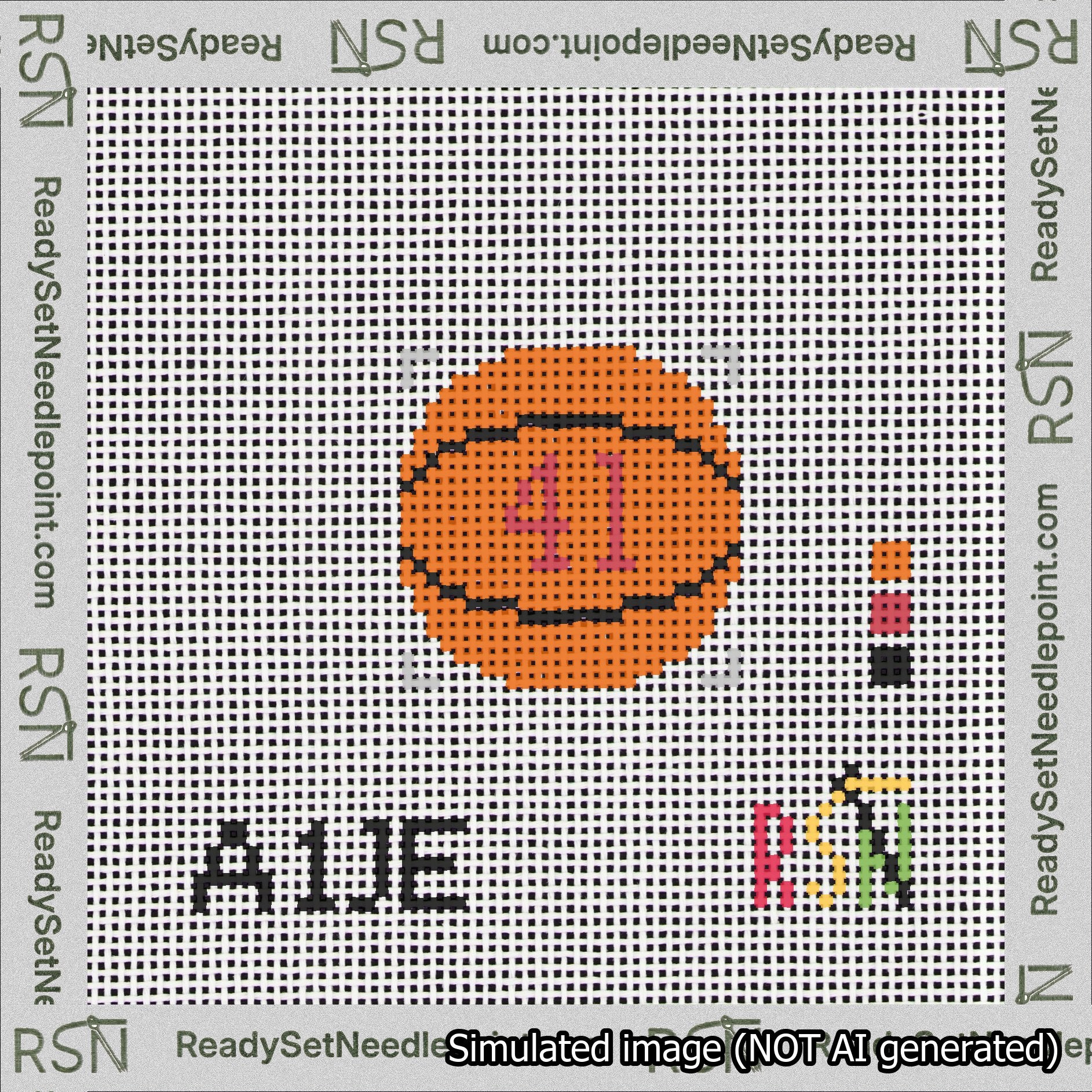 Basketball Bag Charm Red 0-49 Needlepoint Canvas Design