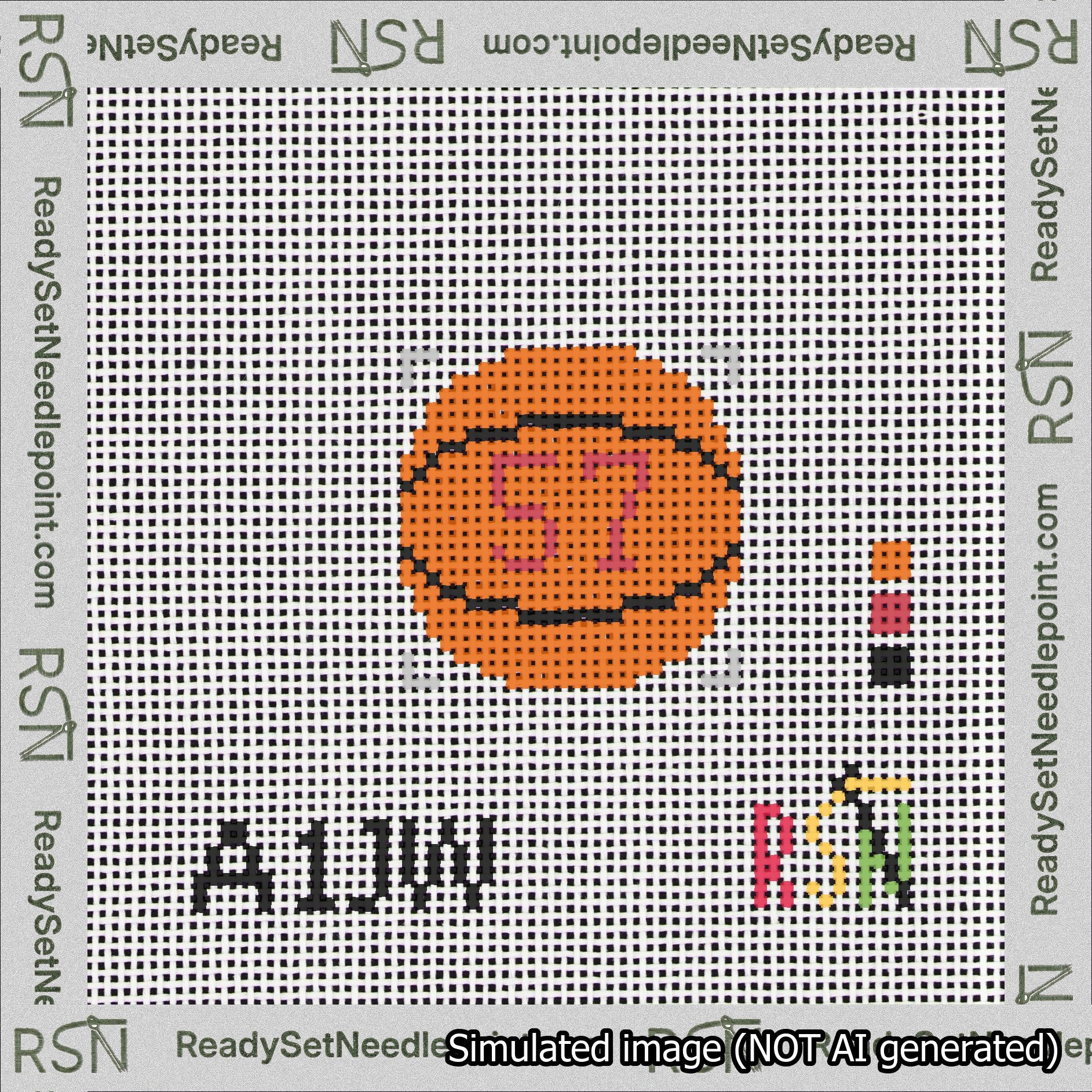 Basketball Bag Charm Red 50-99 Needlepoint Canvas Design