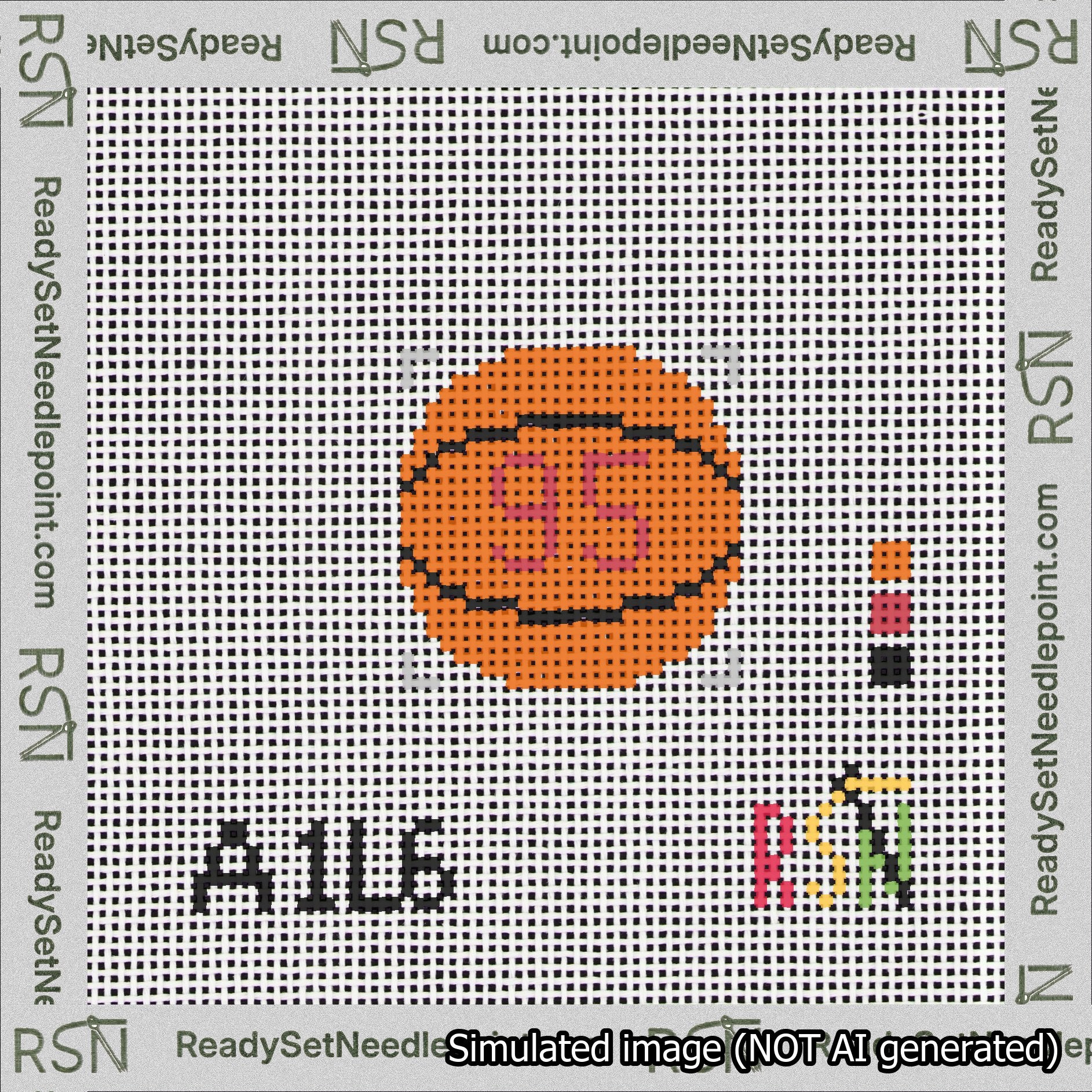 Basketball Bag Charm Red 50-99 Needlepoint Canvas Design