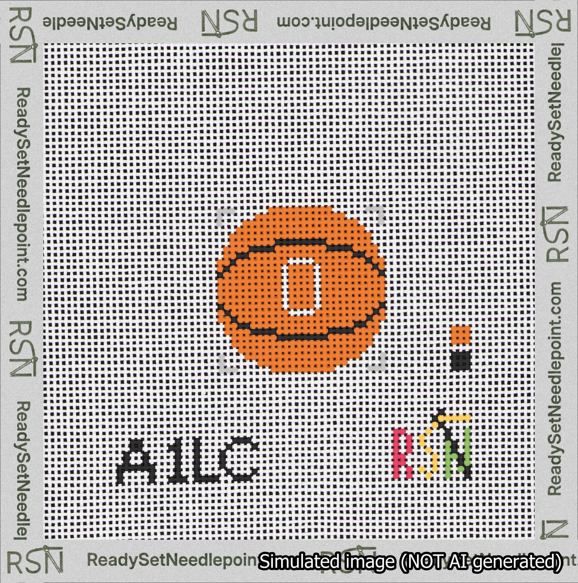 Basketball Bag Charm White 0-49 Needlepoint Canvas Design