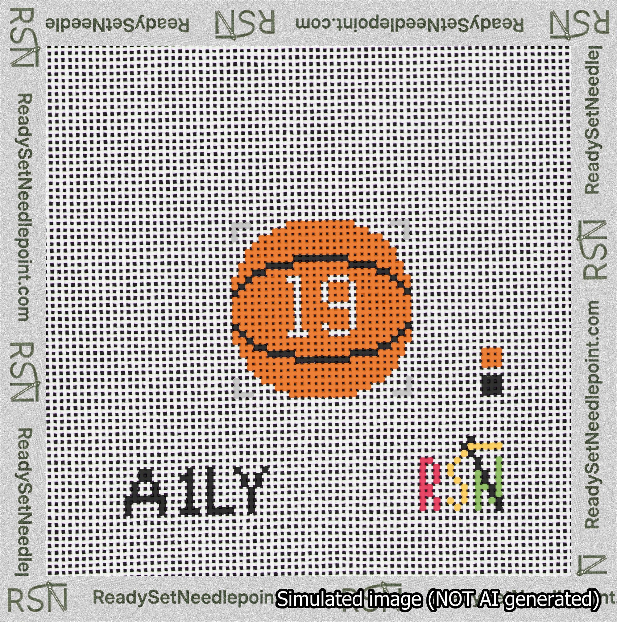 Basketball Bag Charm White 0-49 Needlepoint Canvas Design