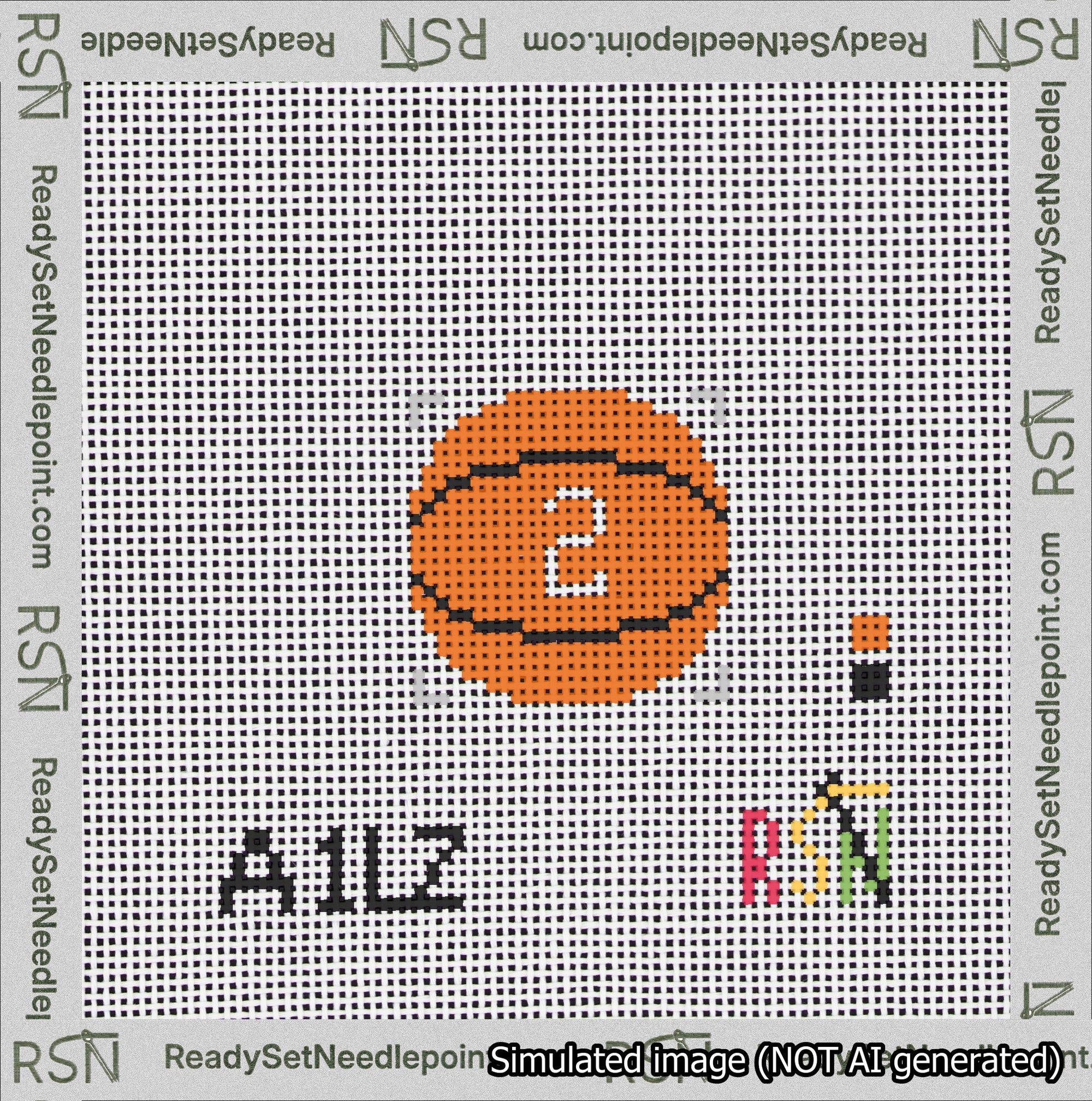Basketball Bag Charm White 0-49 Needlepoint Canvas Design