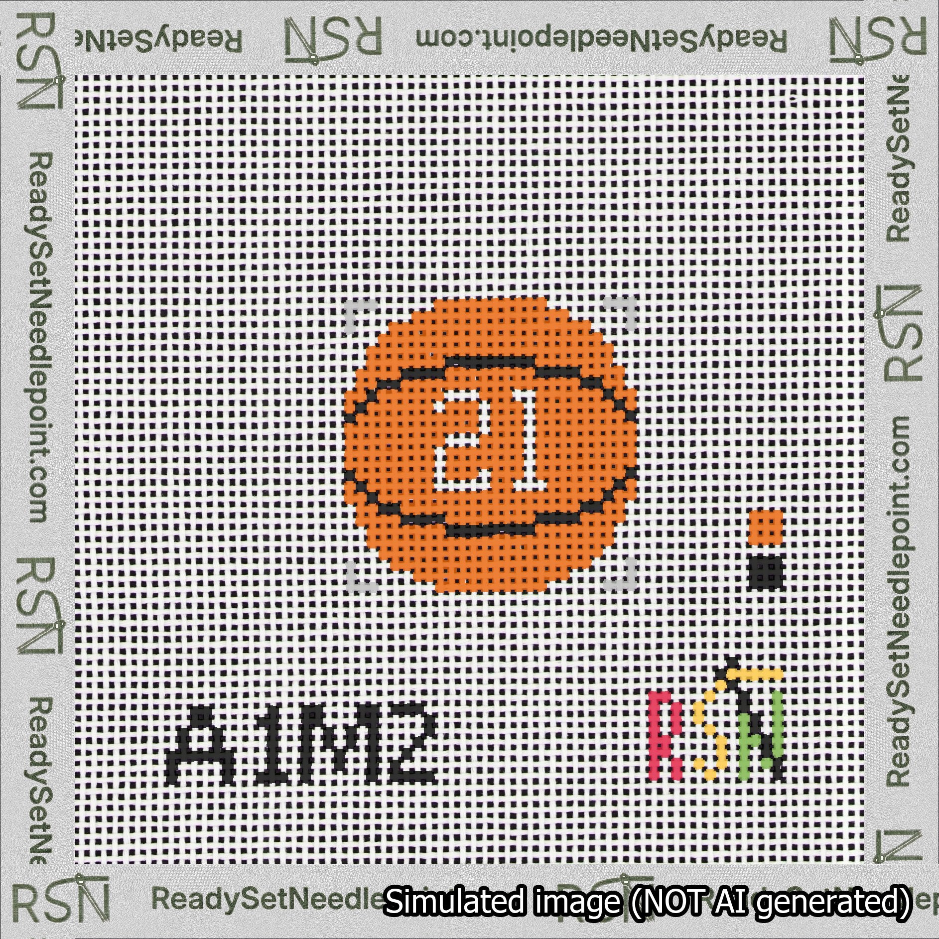 Basketball Bag Charm White 0-49 Needlepoint Canvas Design