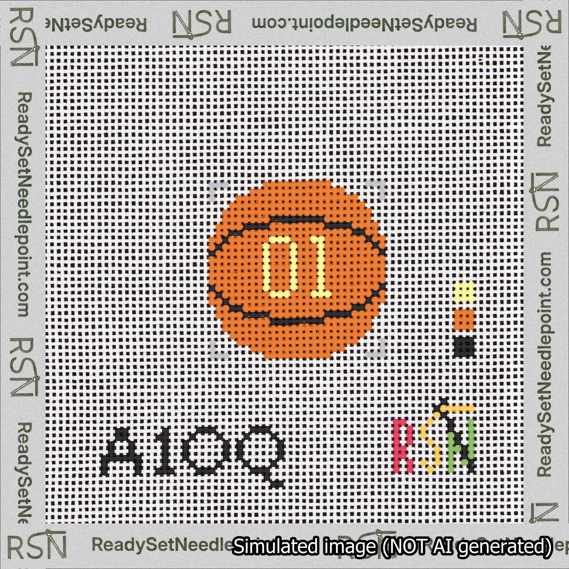 Basketball Bag Charm Yellow 0-49 Needlepoint Canvas Design