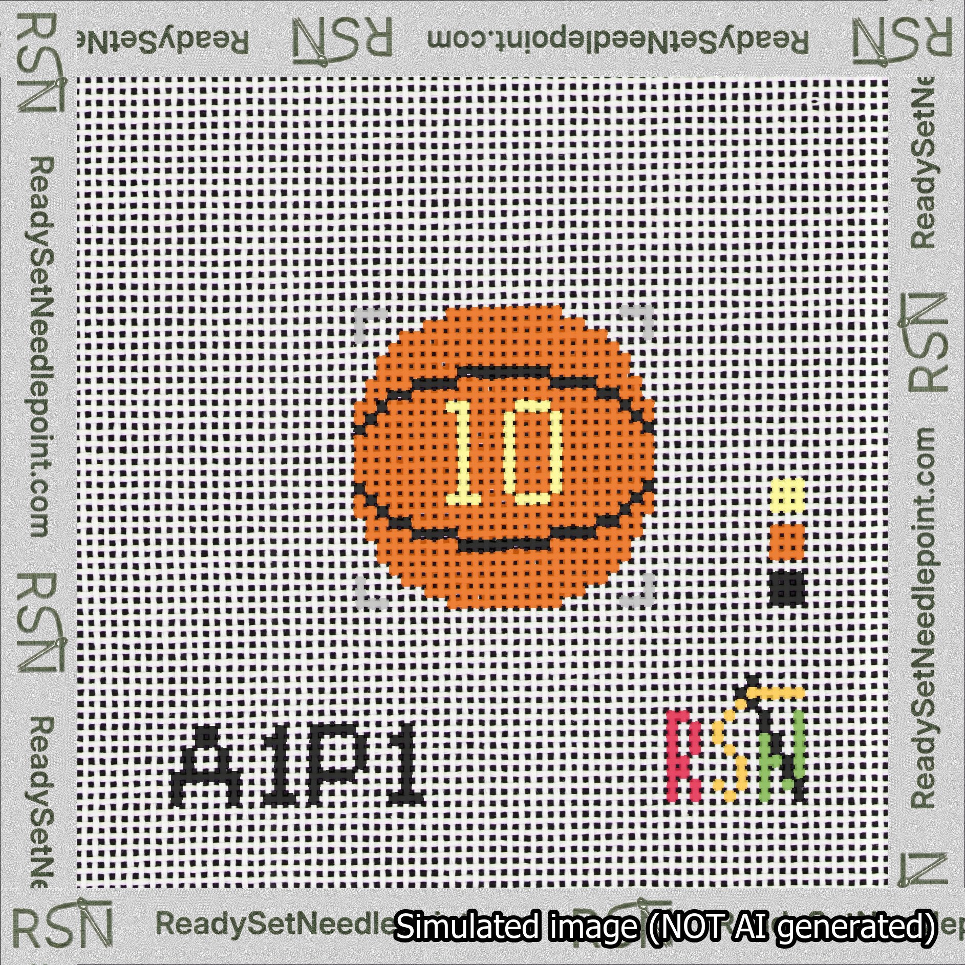 Basketball Bag Charm Yellow 0-49 Needlepoint Canvas Design