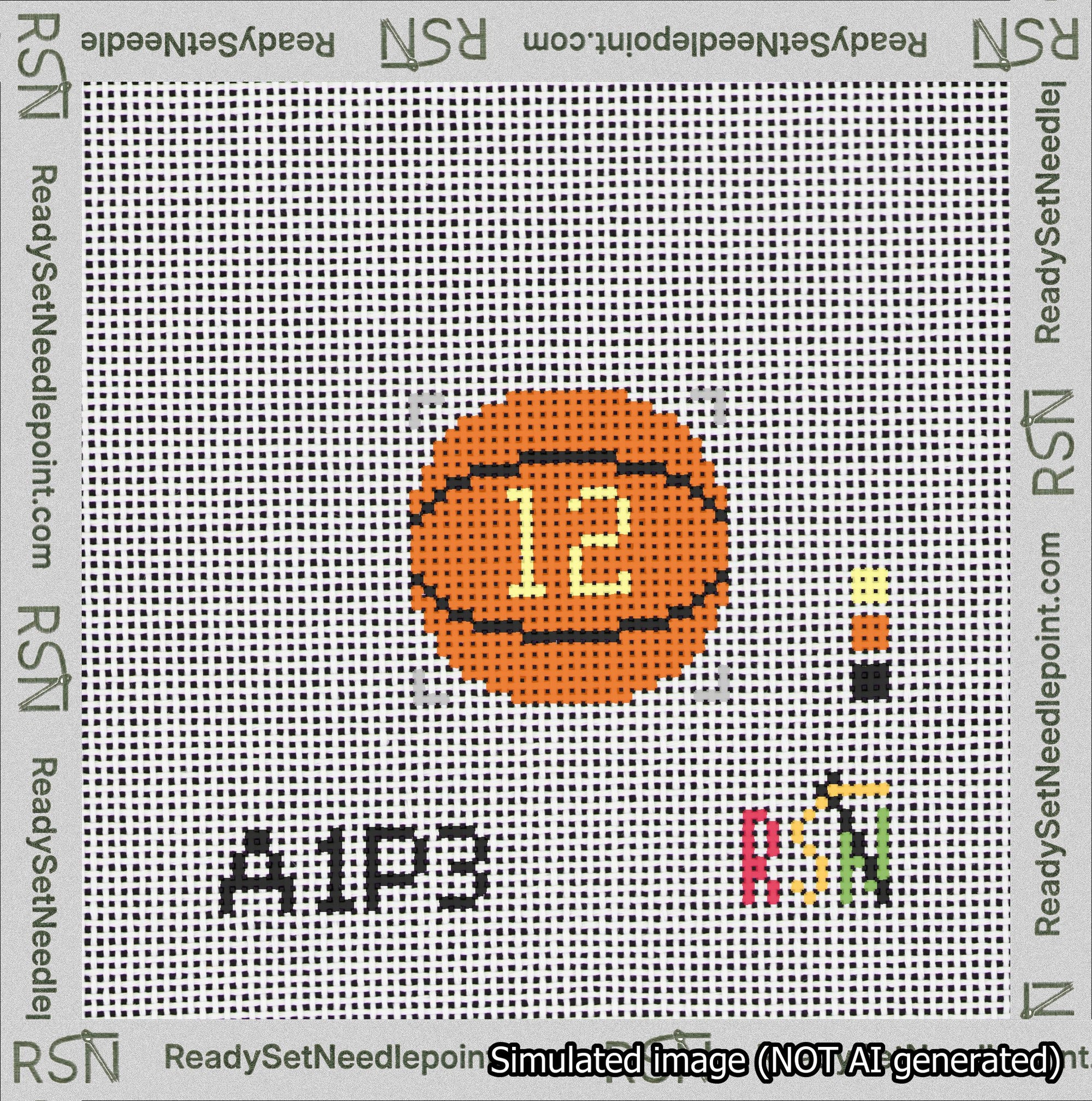 Basketball Bag Charm Yellow 0-49 Needlepoint Canvas Design