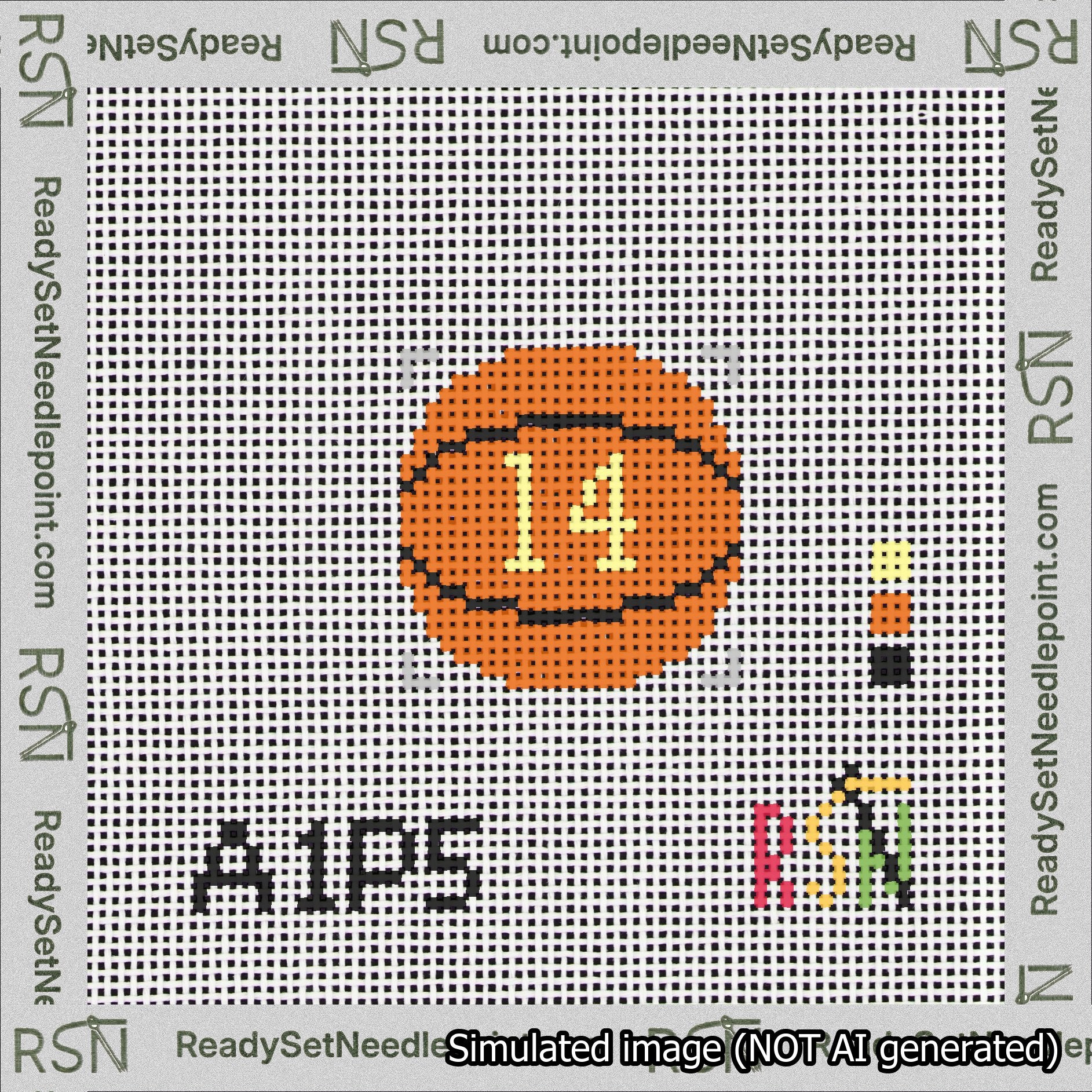Basketball Bag Charm Yellow 0-49 Needlepoint Canvas Design