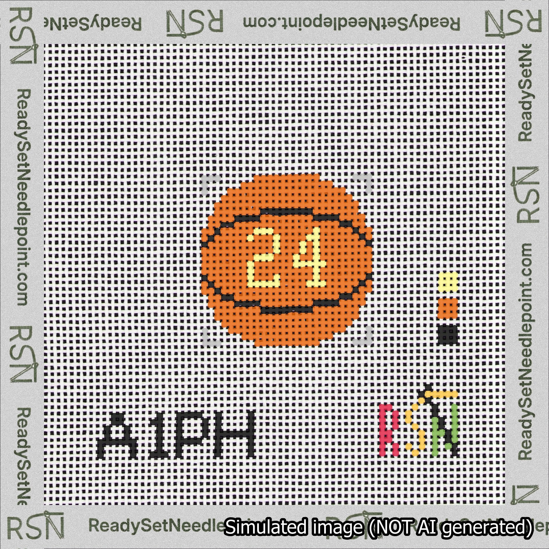 Basketball Bag Charm Yellow 0-49 Needlepoint Canvas Design