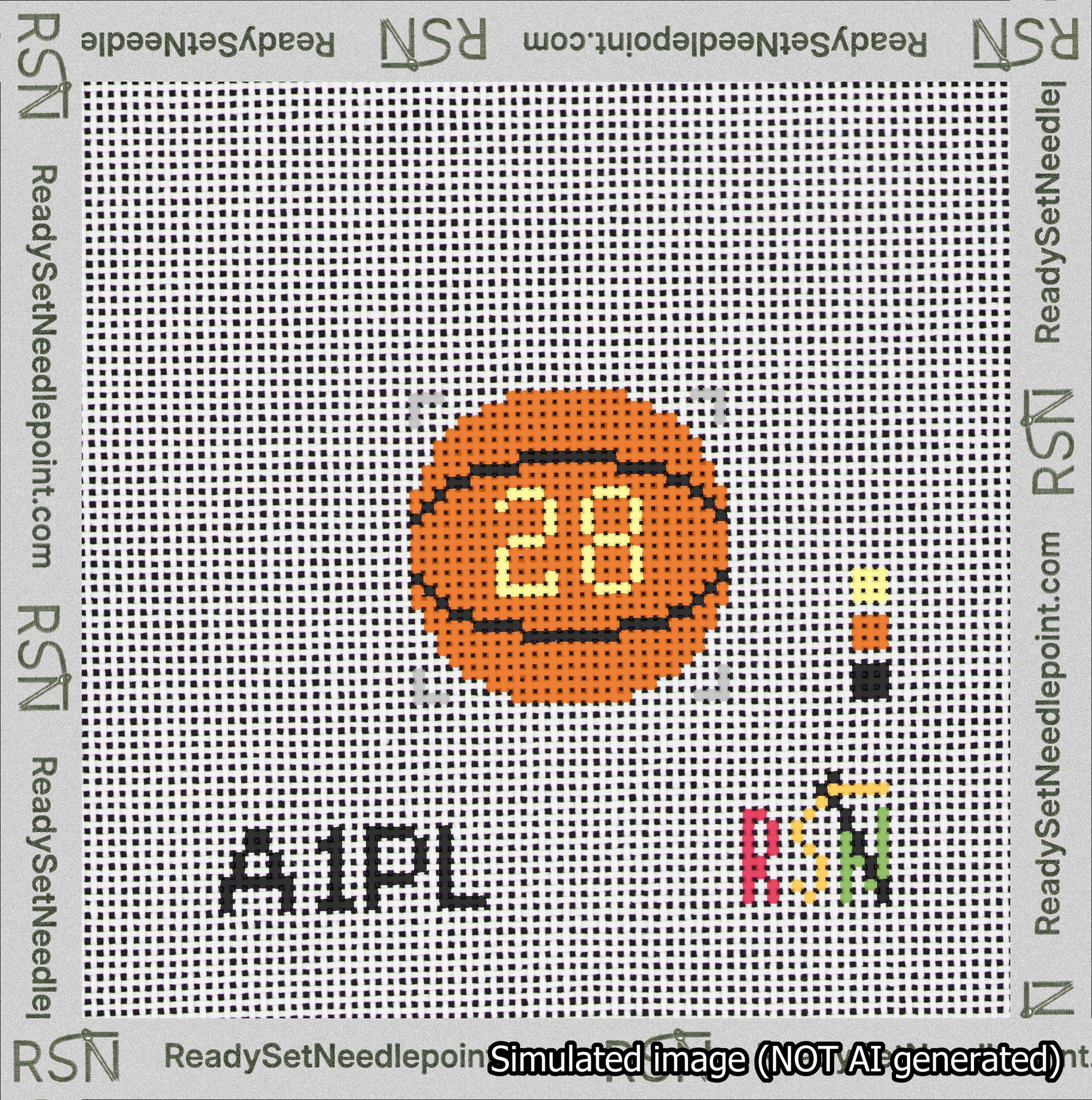 Basketball Bag Charm Yellow 0-49 Needlepoint Canvas Design