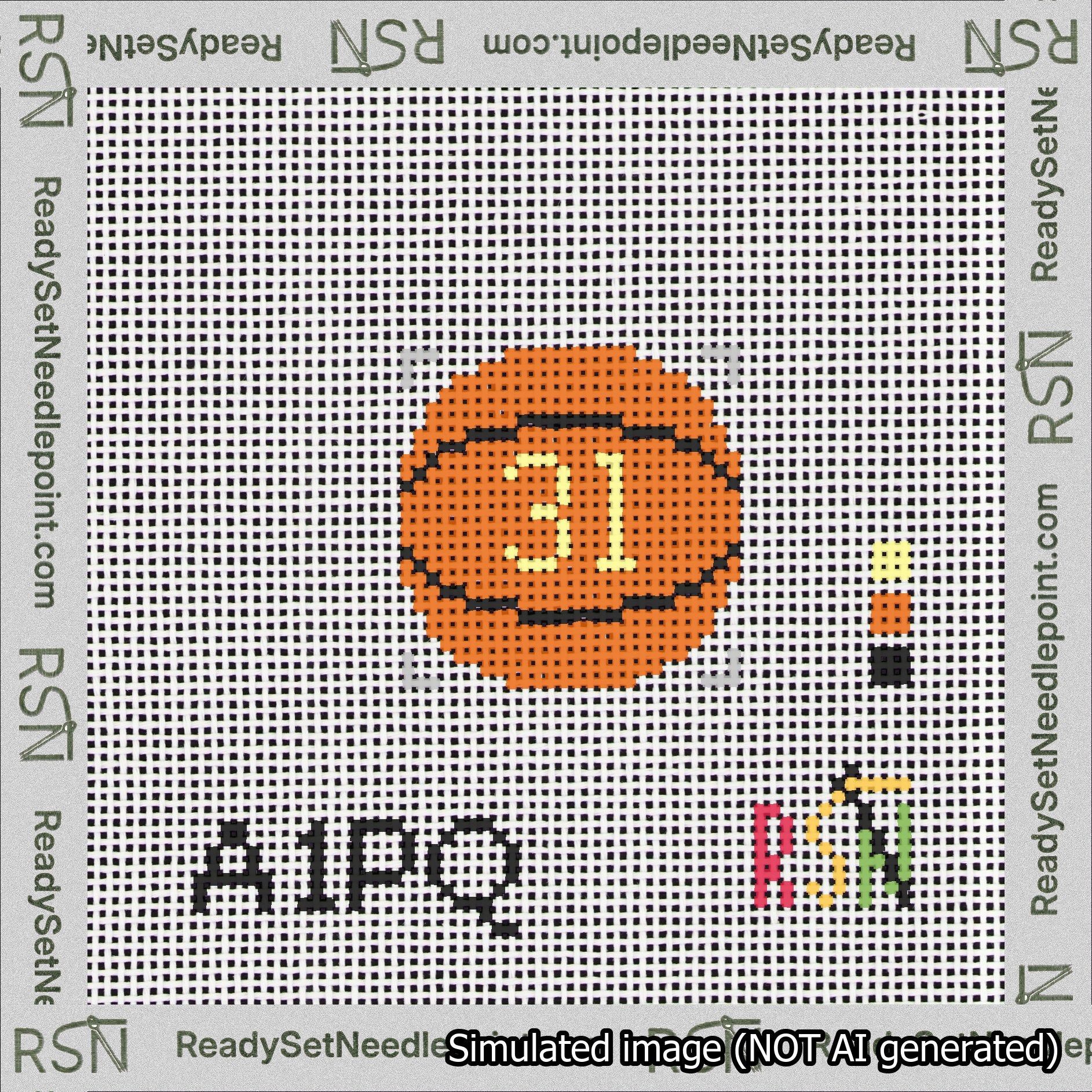 Basketball Bag Charm Yellow 0-49 Needlepoint Canvas Design