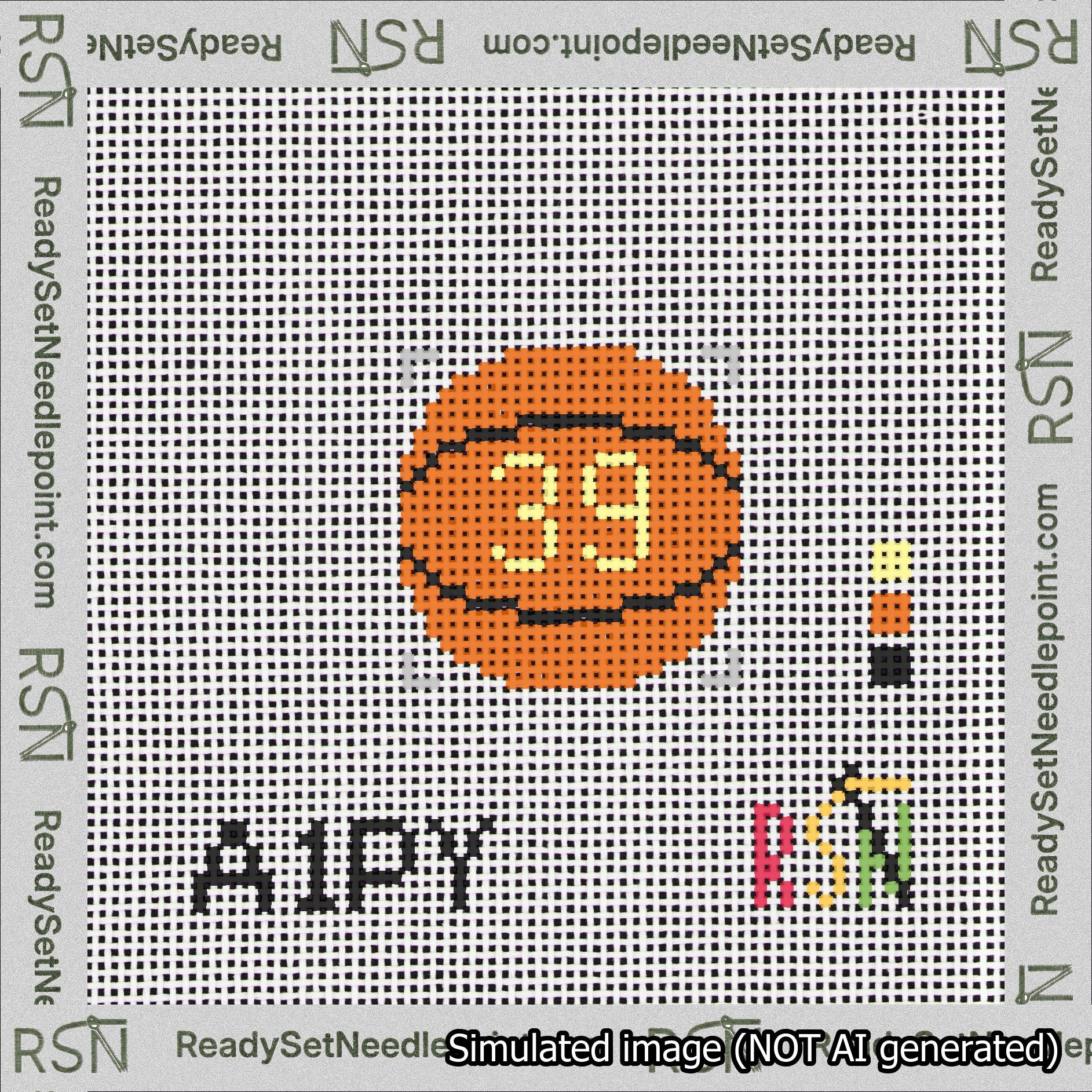 Basketball Bag Charm Yellow 0-49 Needlepoint Canvas Design