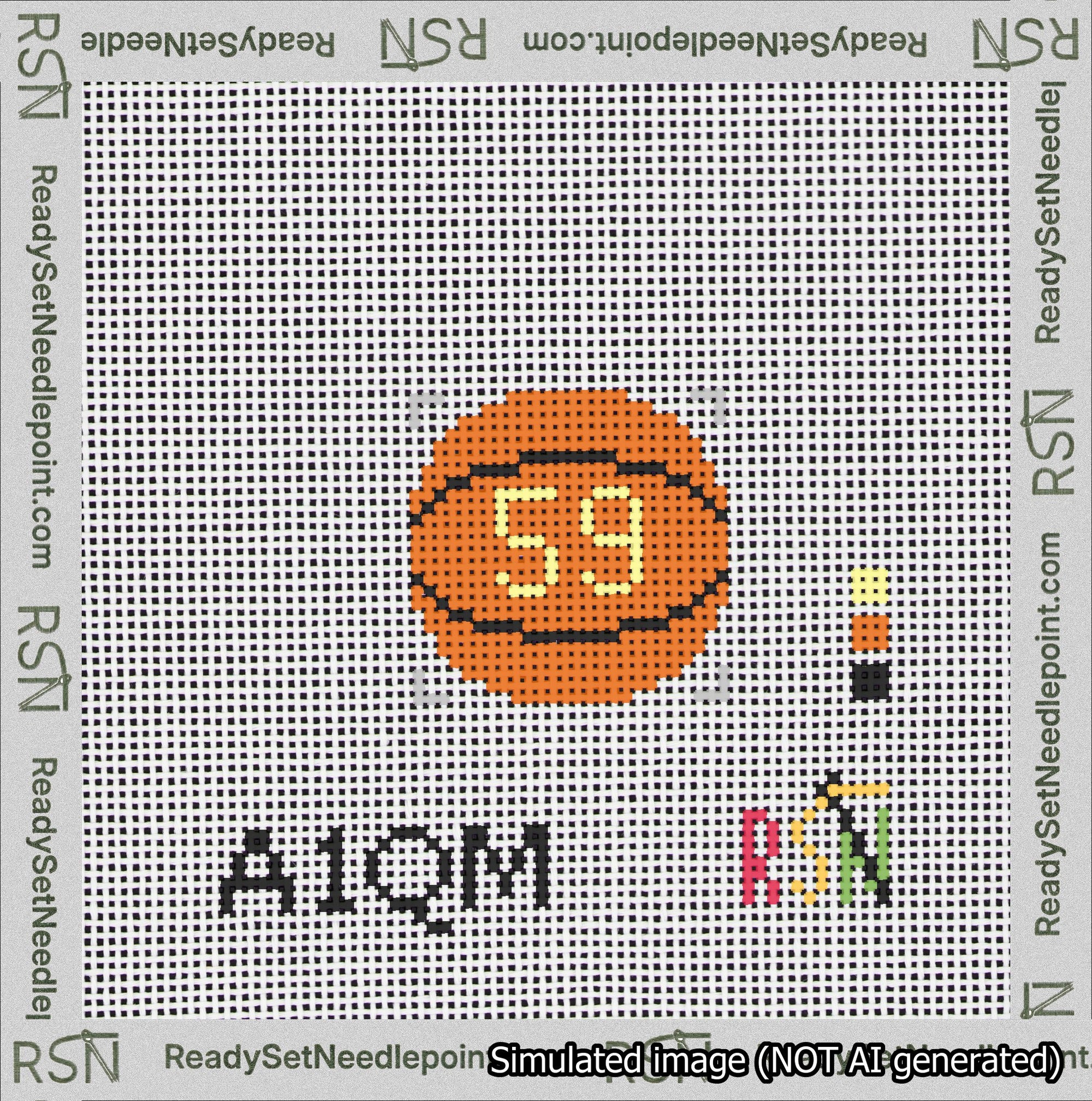 Basketball Bag Charm Yellow 50-99 Needlepoint Canvas Design