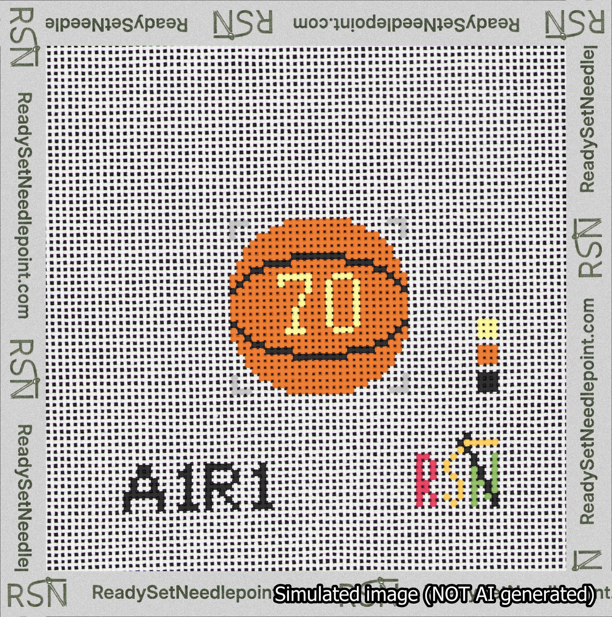 Basketball Bag Charm Yellow 50-99 Needlepoint Canvas Design
