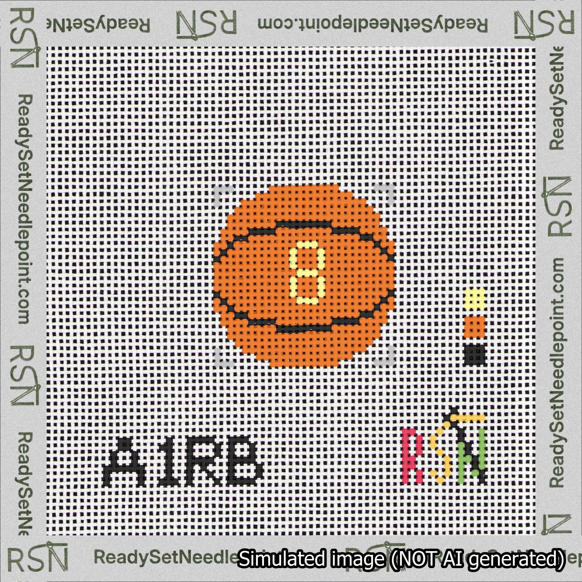 Basketball Bag Charm Yellow 0-49 Needlepoint Canvas Design