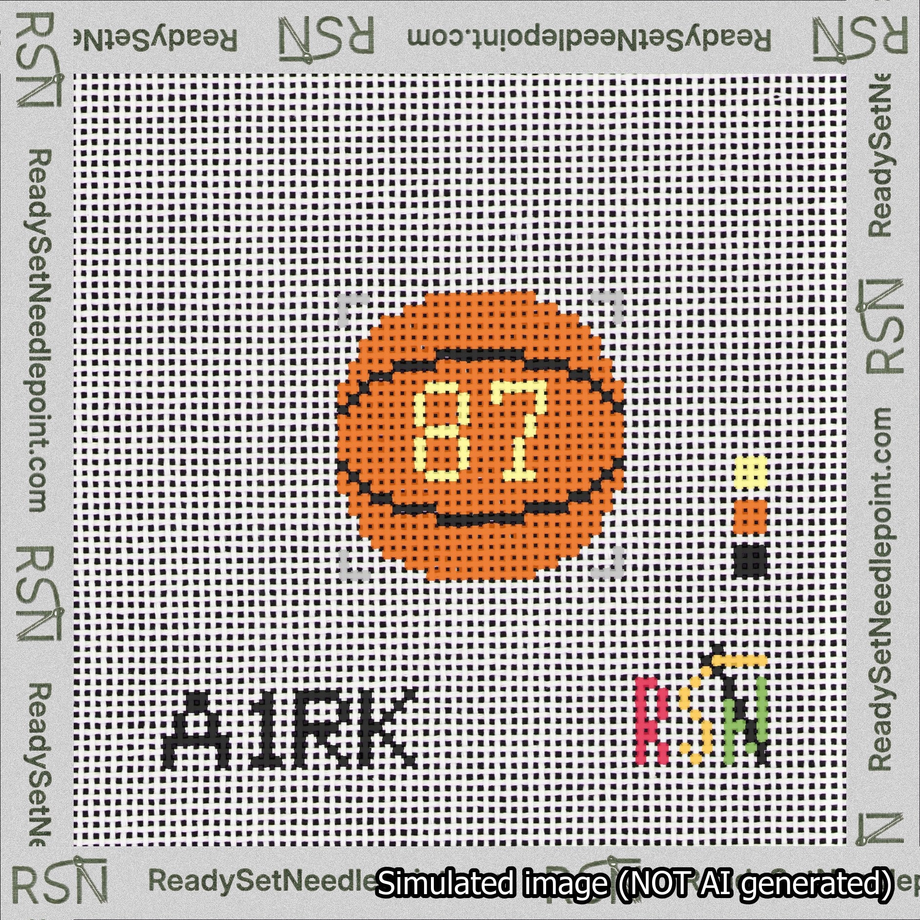 Basketball Bag Charm Yellow 50-99 Needlepoint Canvas Design