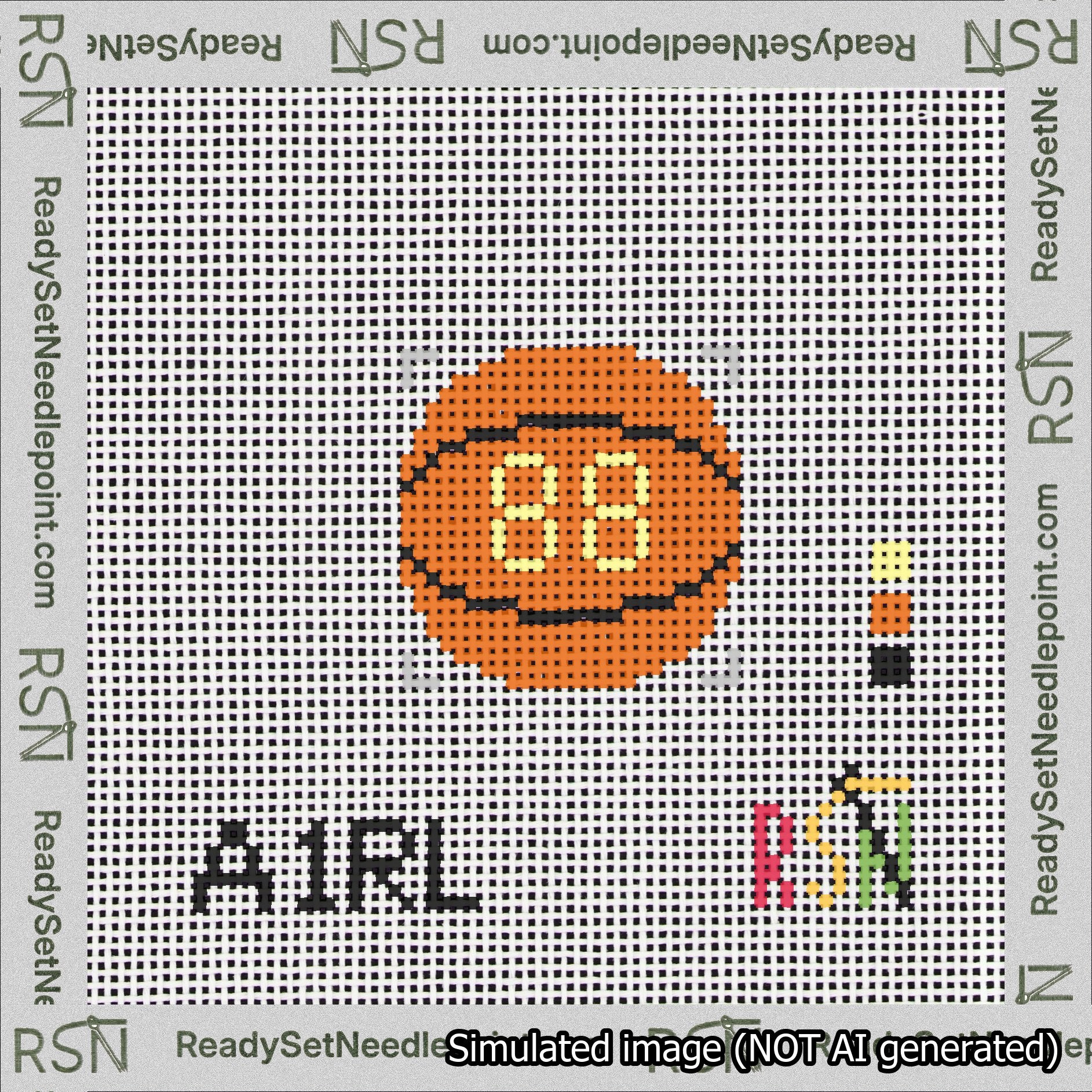 Basketball Bag Charm Yellow 50-99 Needlepoint Canvas Design