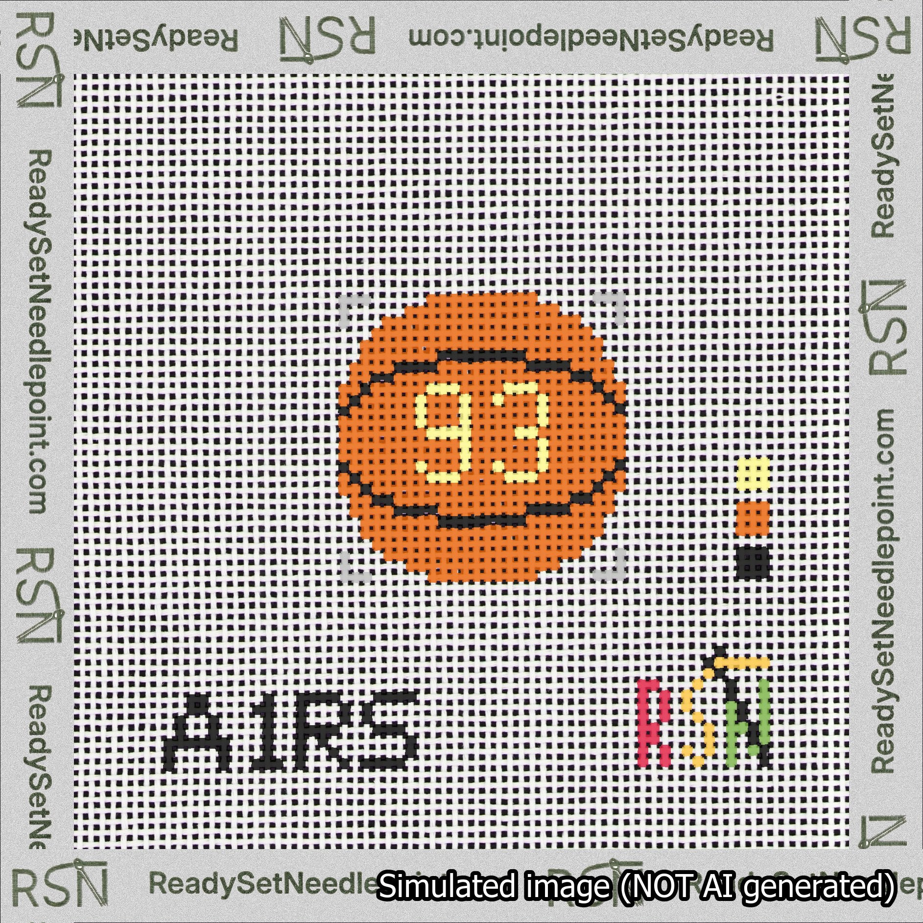 Basketball Bag Charm Yellow 50-99 Needlepoint Canvas Design