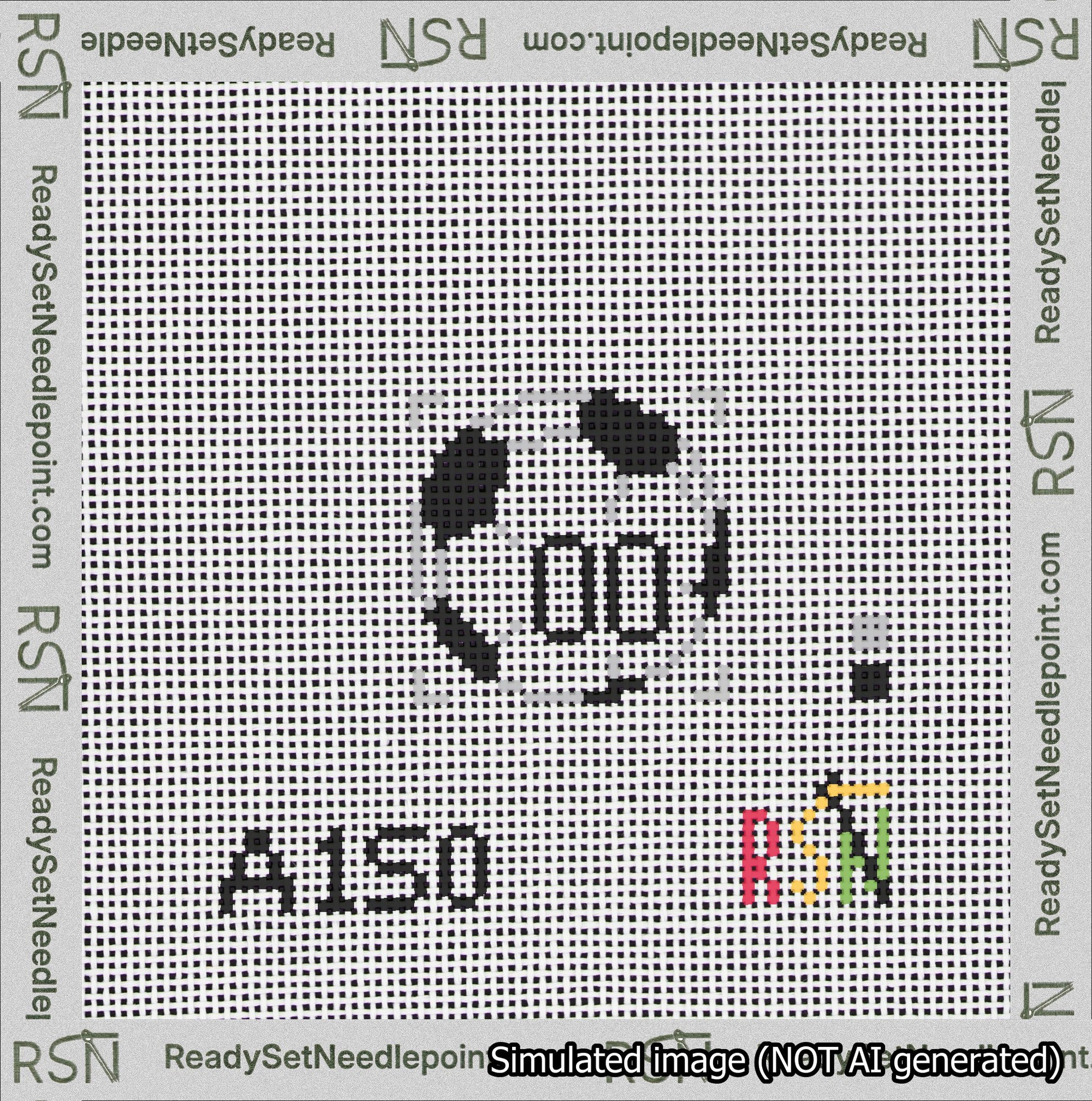 Soccer Ball Bag Charm Black 0-49 Needlepoint Canvas Design