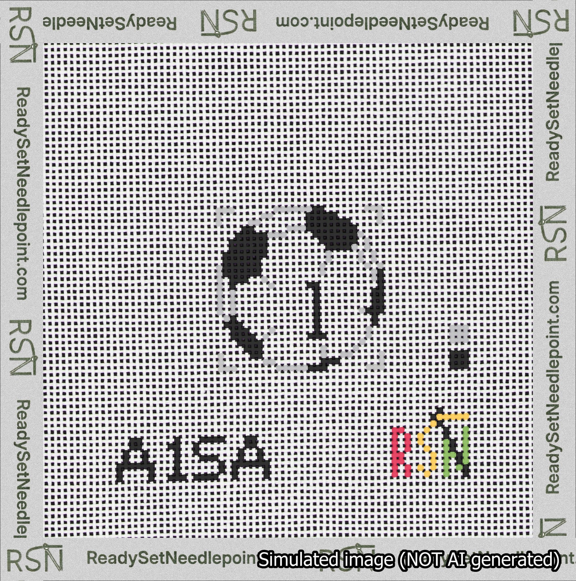 Soccer Ball Bag Charm Black 0-49 Needlepoint Canvas Design