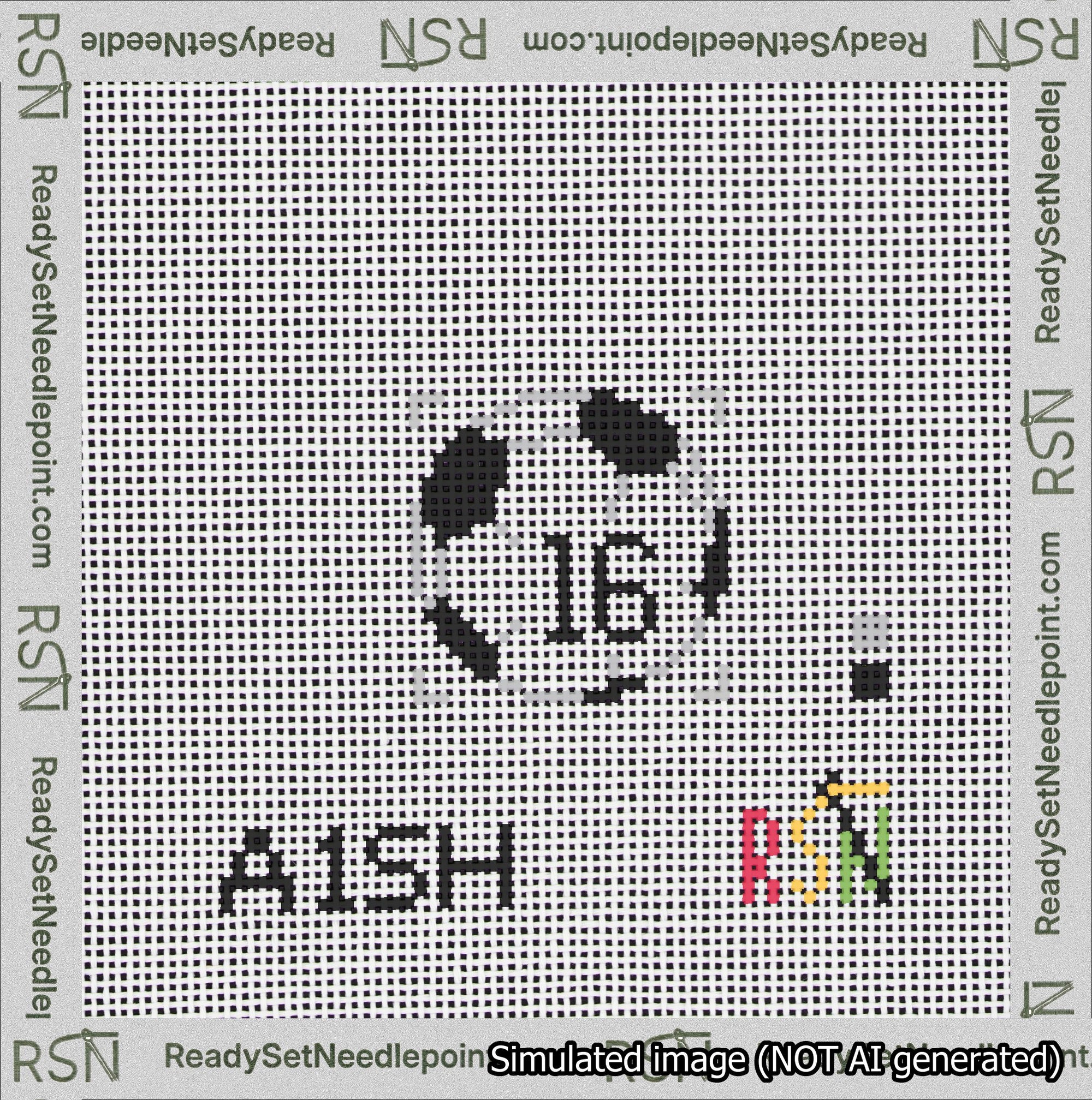 Soccer Ball Bag Charm Black 0-49 Needlepoint Canvas Design