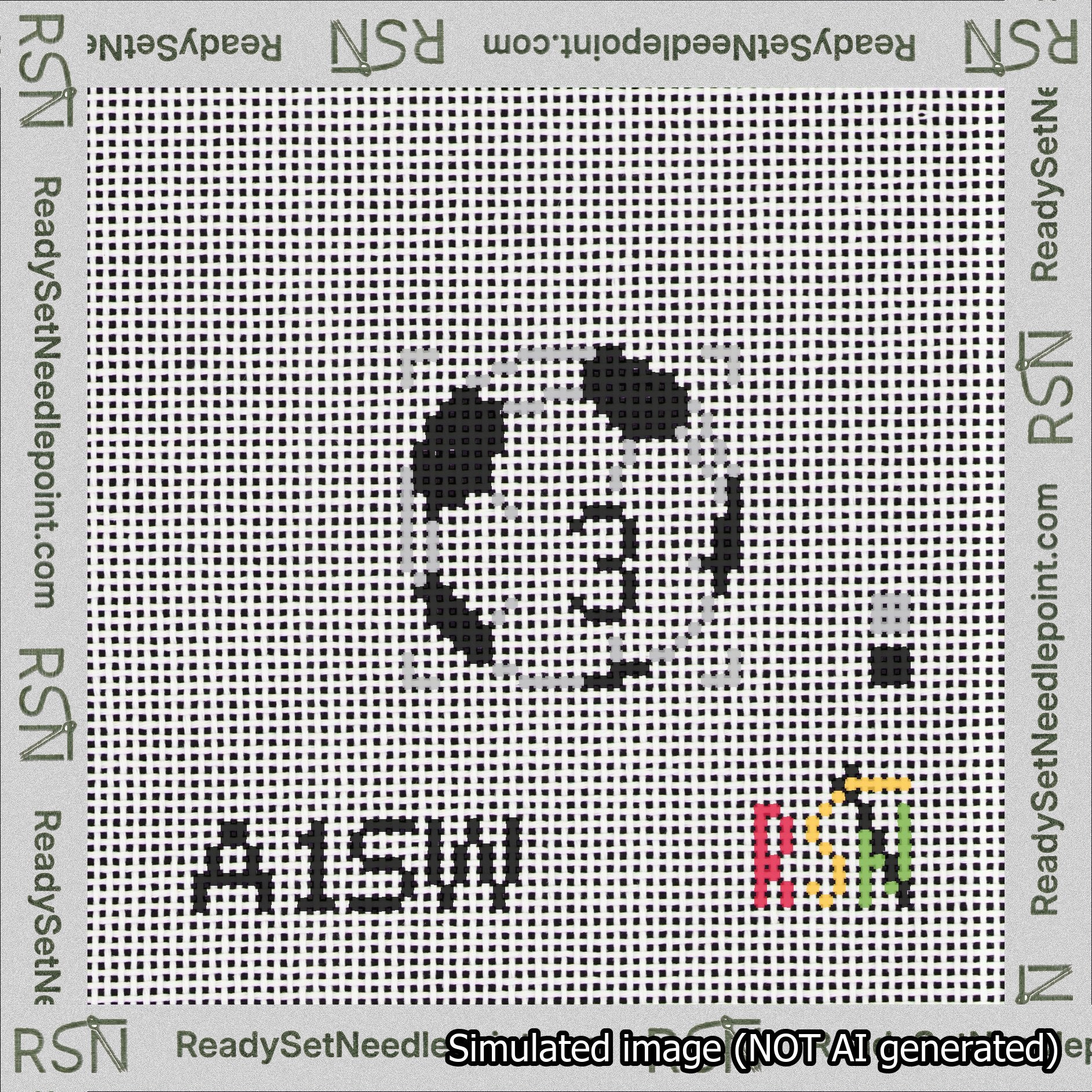 Soccer Ball Bag Charm Black 0-49 Needlepoint Canvas Design