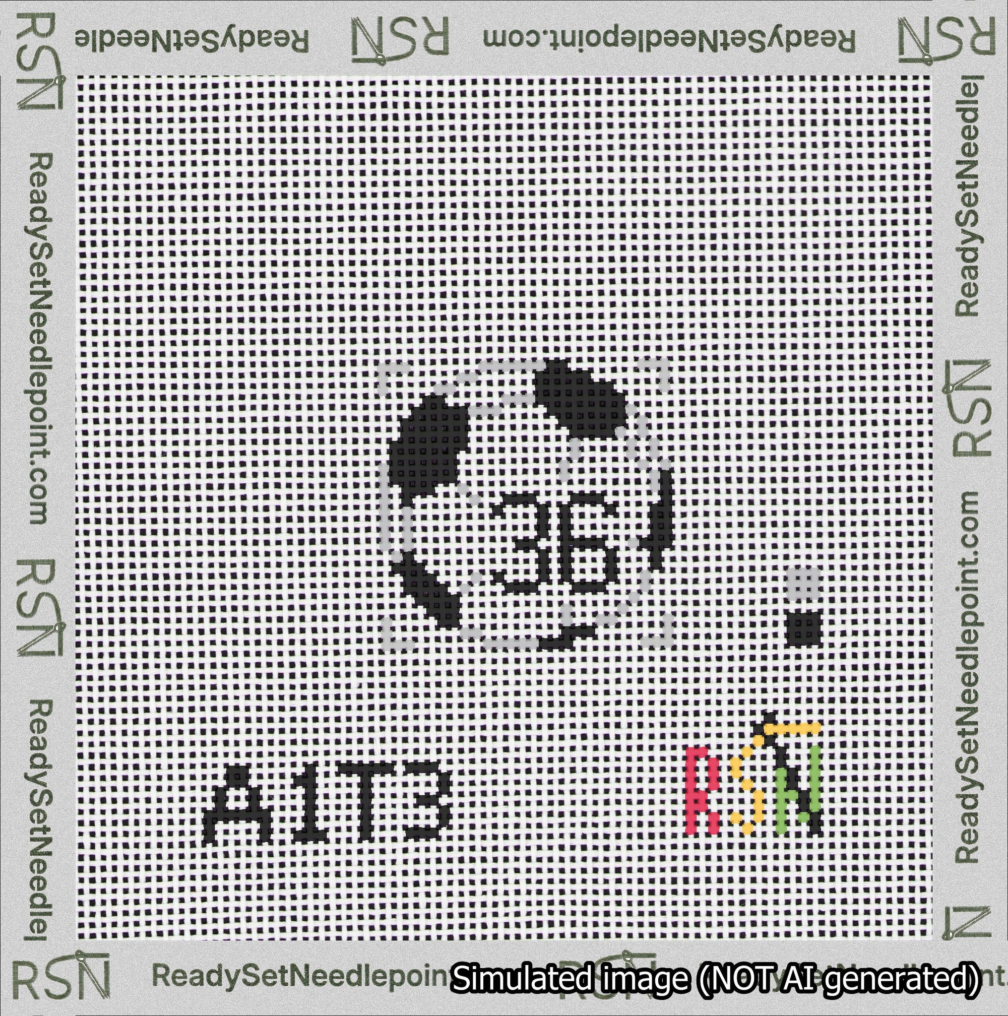 Soccer Ball Bag Charm Black 0-49 Needlepoint Canvas Design