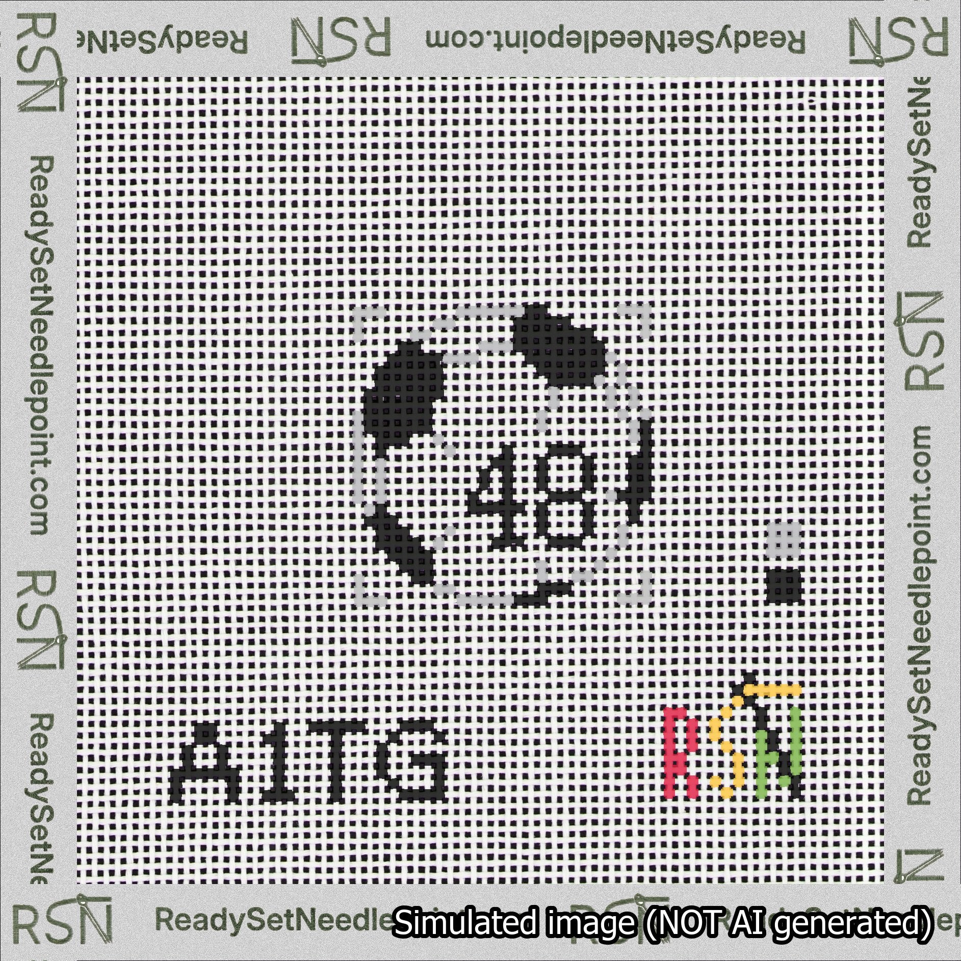 Soccer Ball Bag Charm Black 0-49 Needlepoint Canvas Design