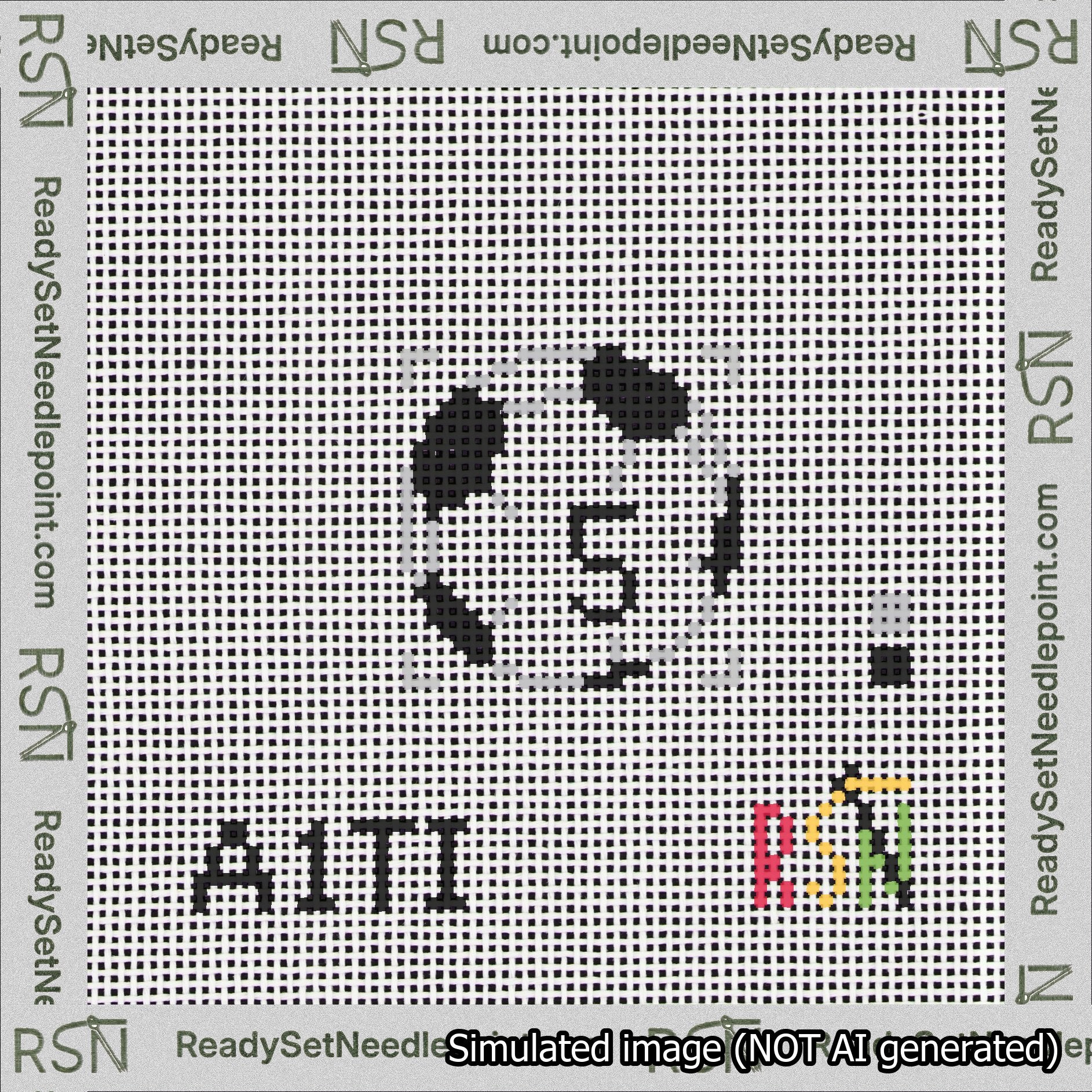 Soccer Ball Bag Charm Black 0-49 Needlepoint Canvas Design