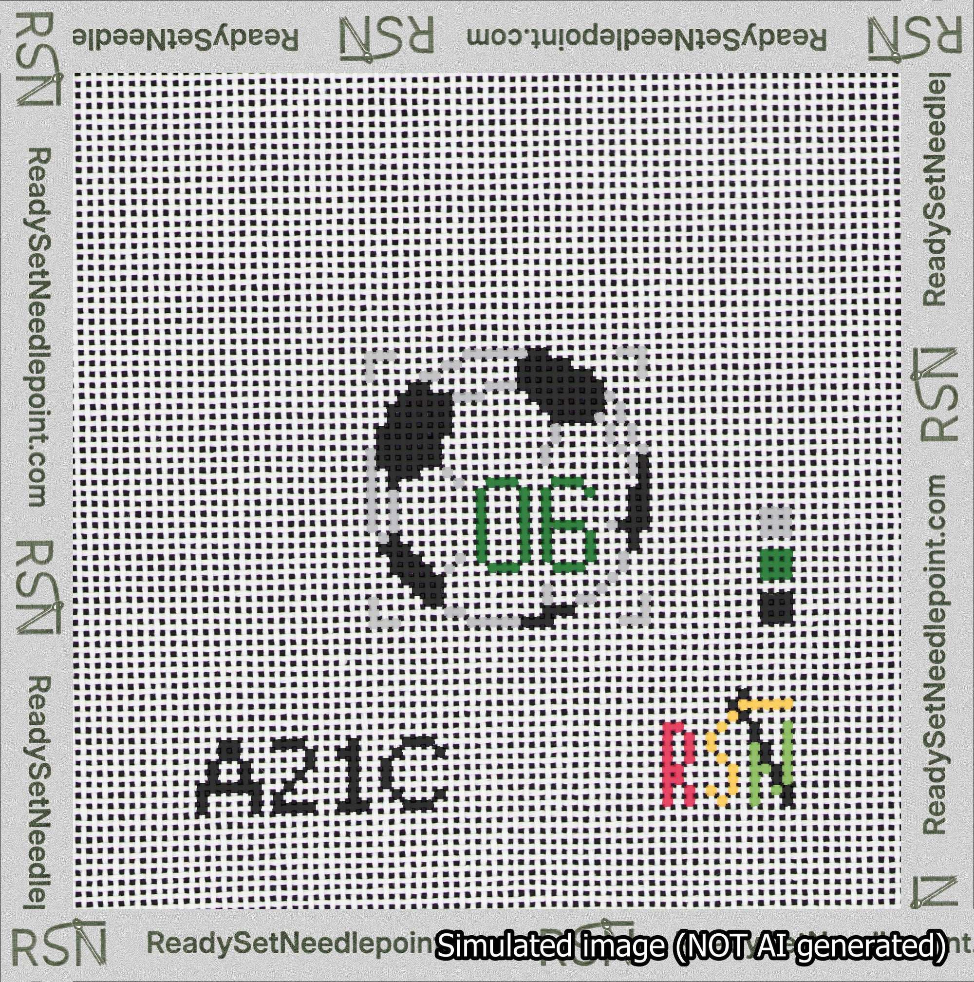 Soccer Ball Bag Charm Green 0-49 Needlepoint Canvas Design