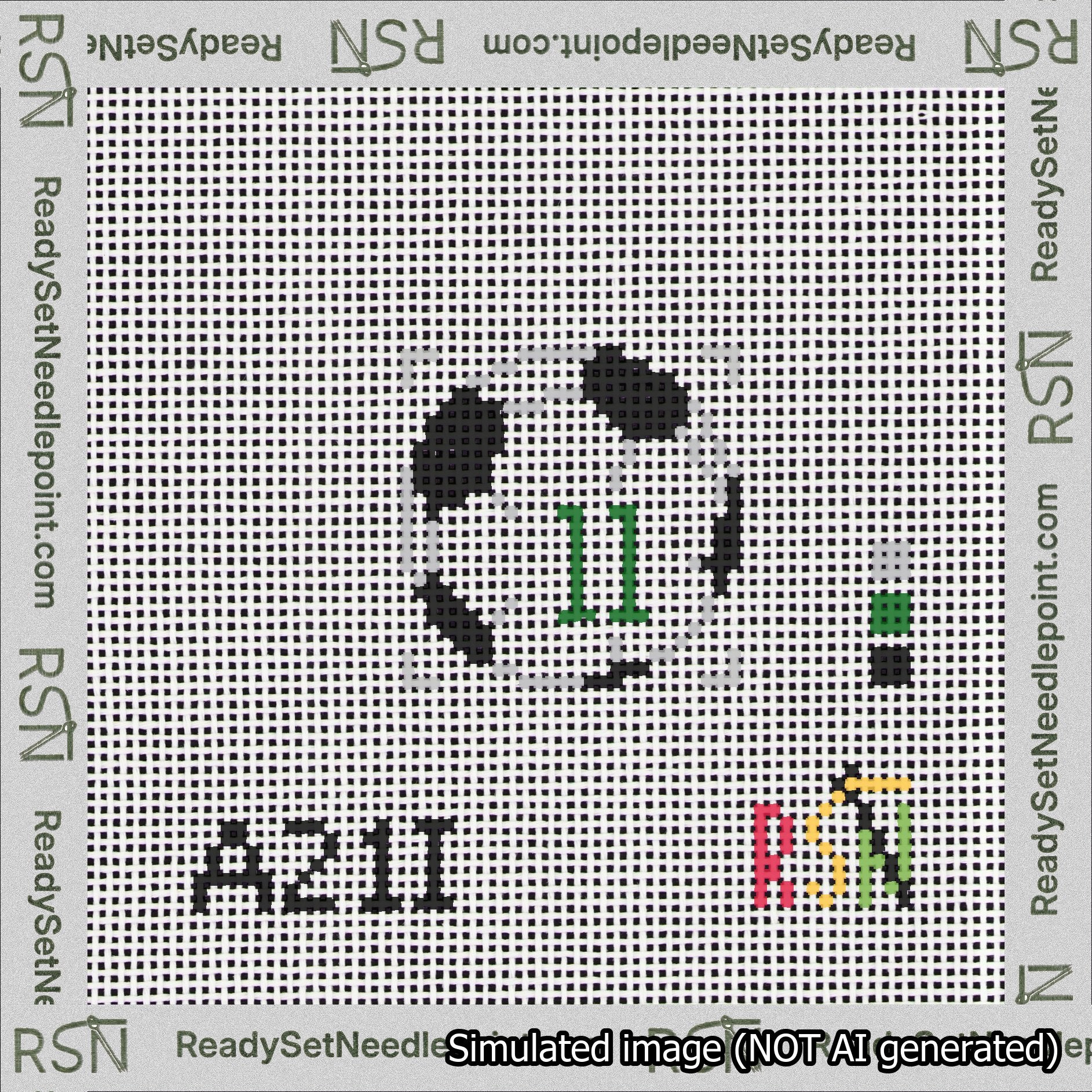 Soccer Ball Bag Charm Green 0-49 Needlepoint Canvas Design