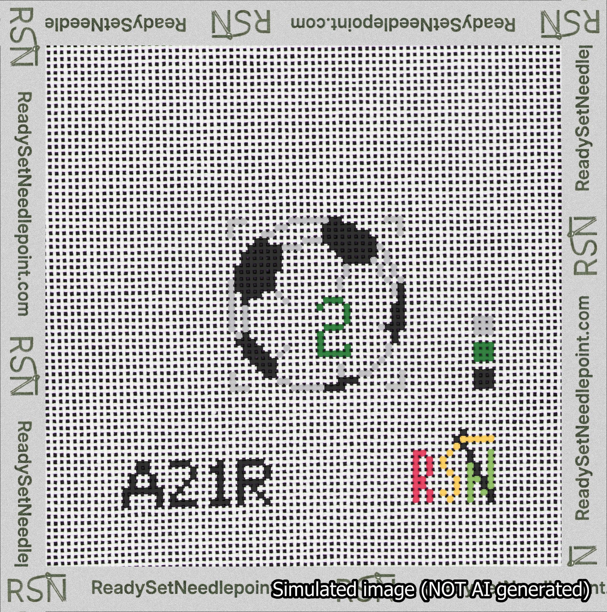 Soccer Ball Bag Charm Green 0-49 Needlepoint Canvas Design