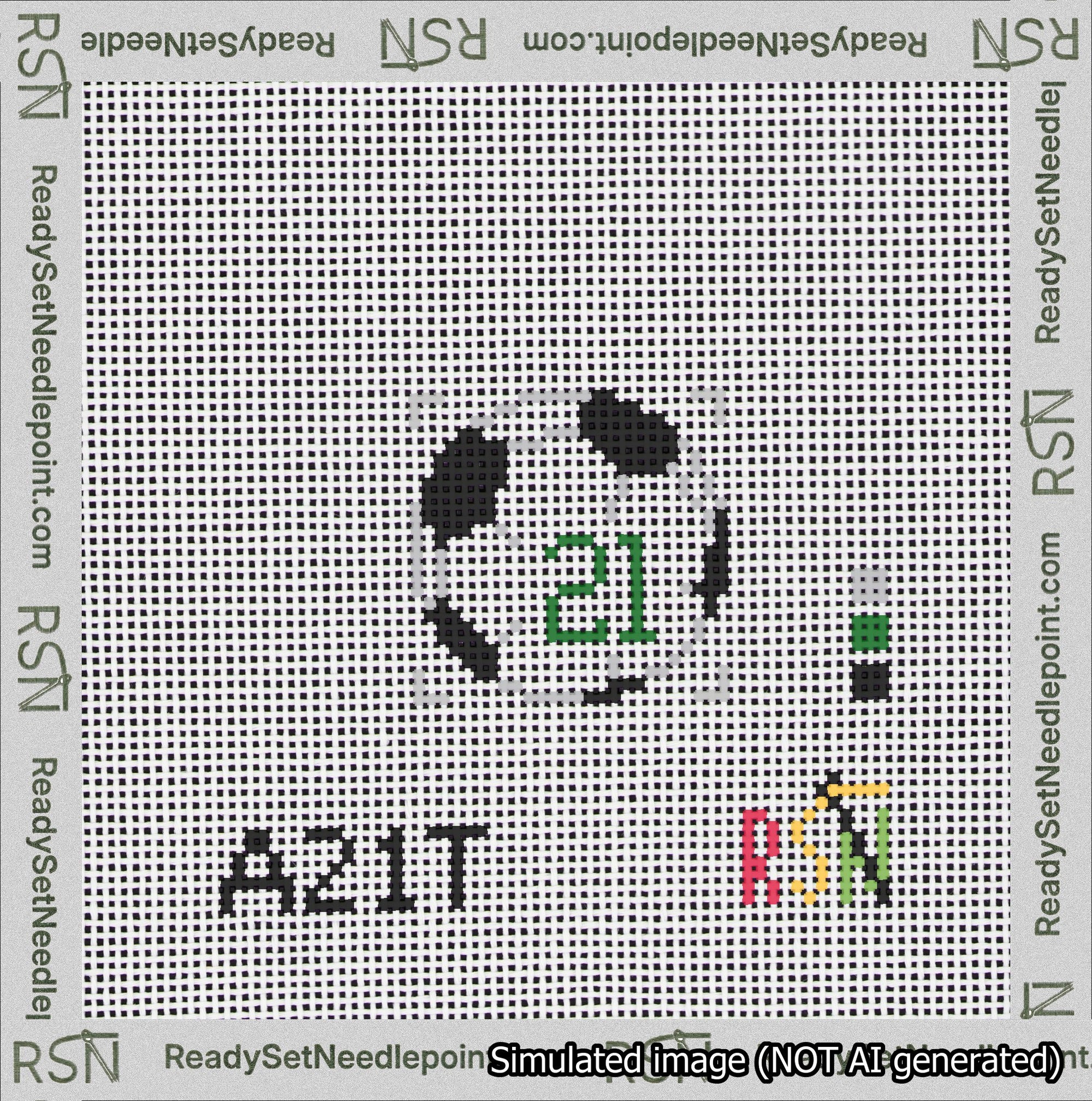 Soccer Ball Bag Charm Green 0-49 Needlepoint Canvas Design