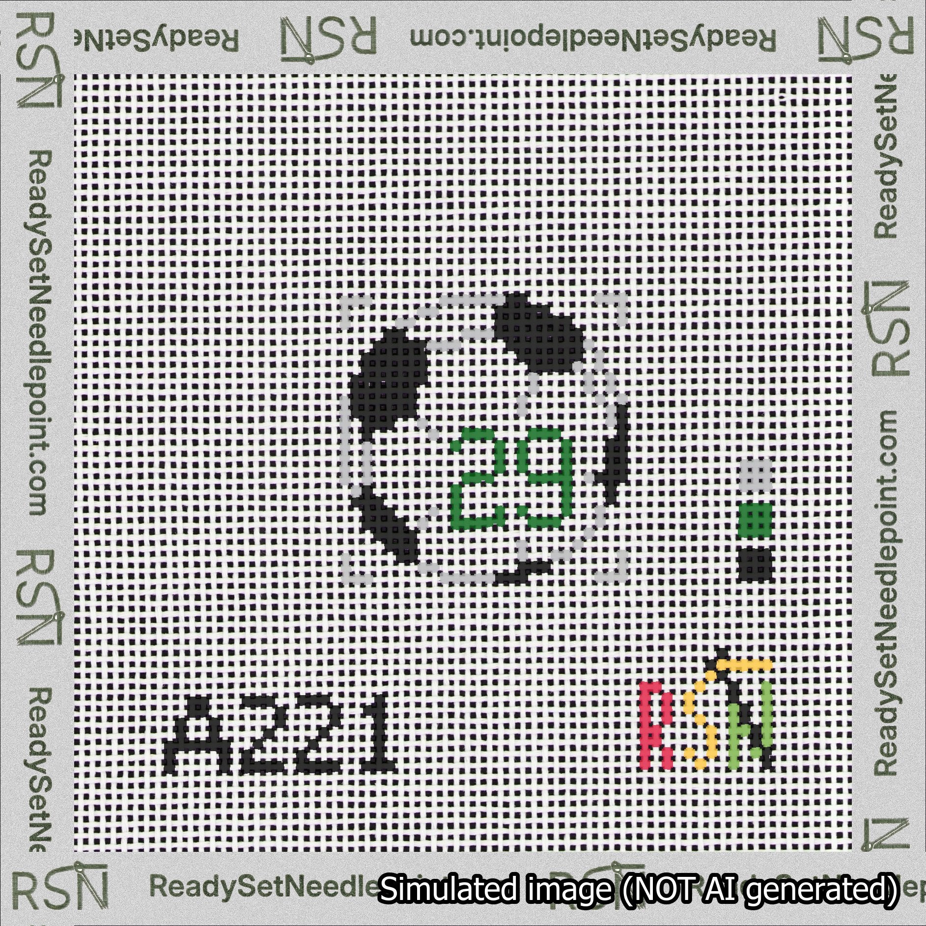 Soccer Ball Bag Charm Green 0-49 Needlepoint Canvas Design