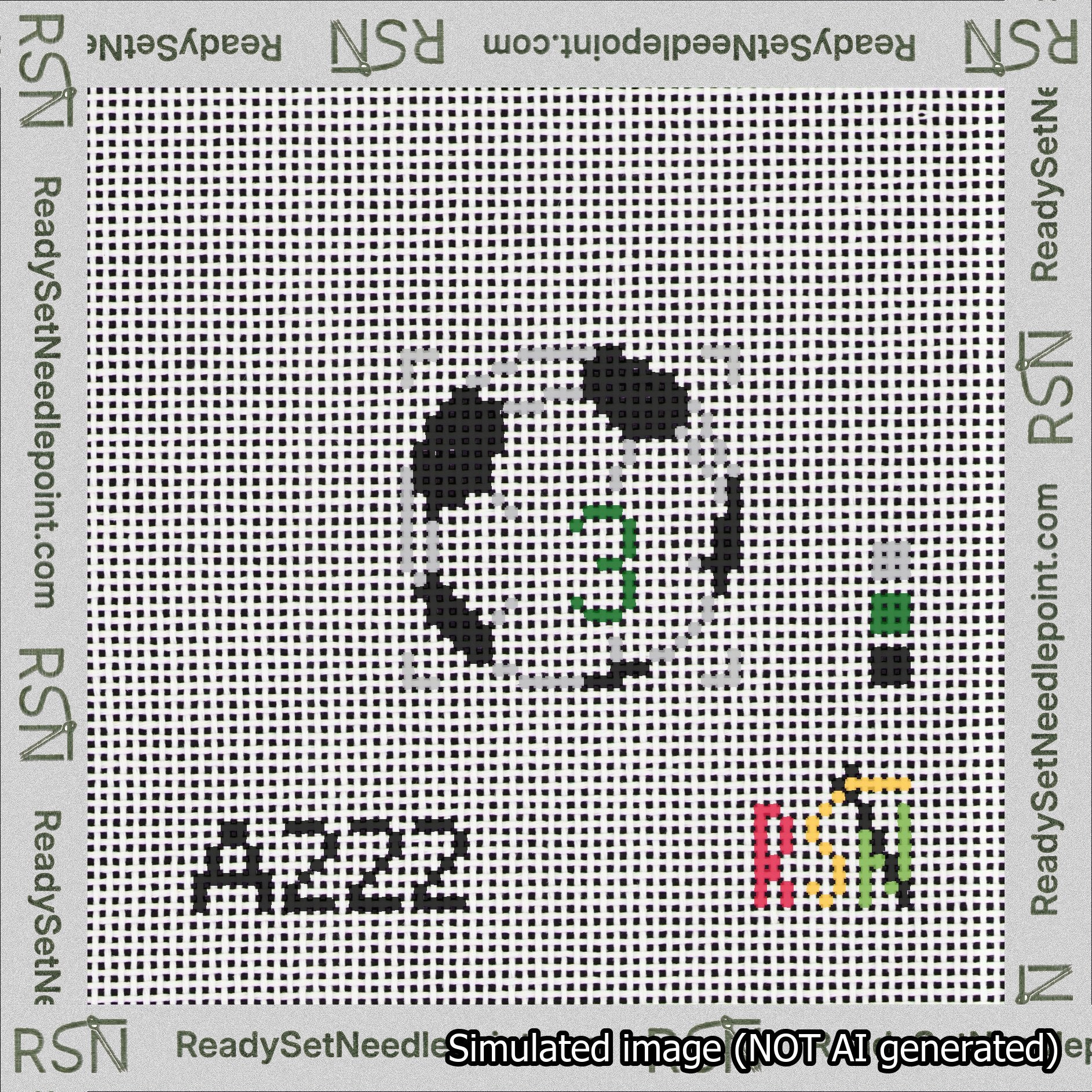 Soccer Ball Bag Charm Green 0-49 Needlepoint Canvas Design