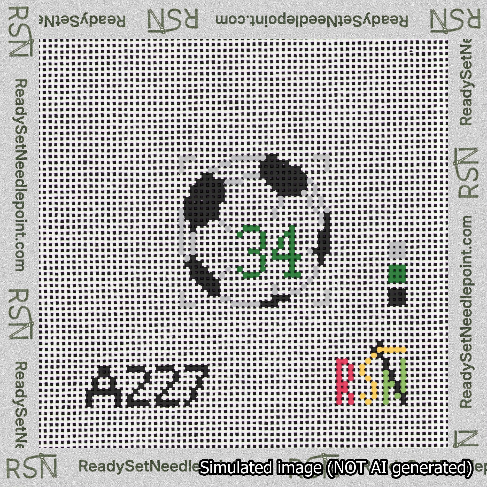 Soccer Ball Bag Charm Green 0-49 Needlepoint Canvas Design