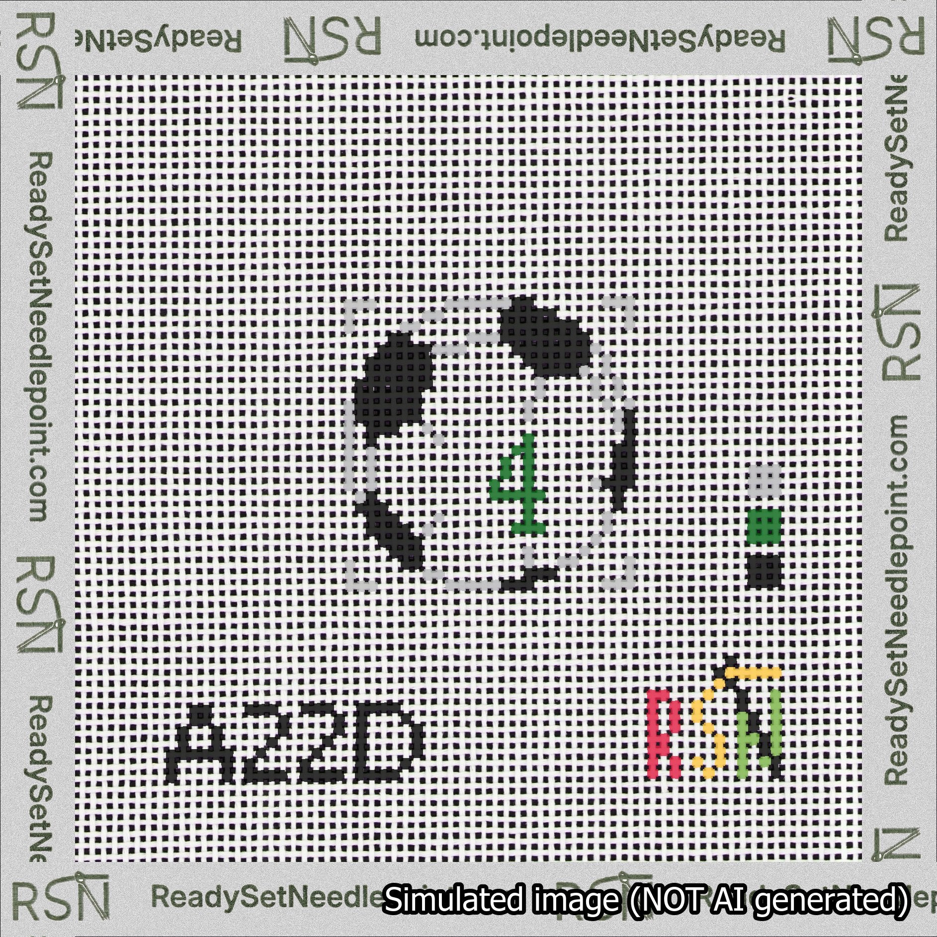 Soccer Ball Bag Charm Green 0-49 Needlepoint Canvas Design