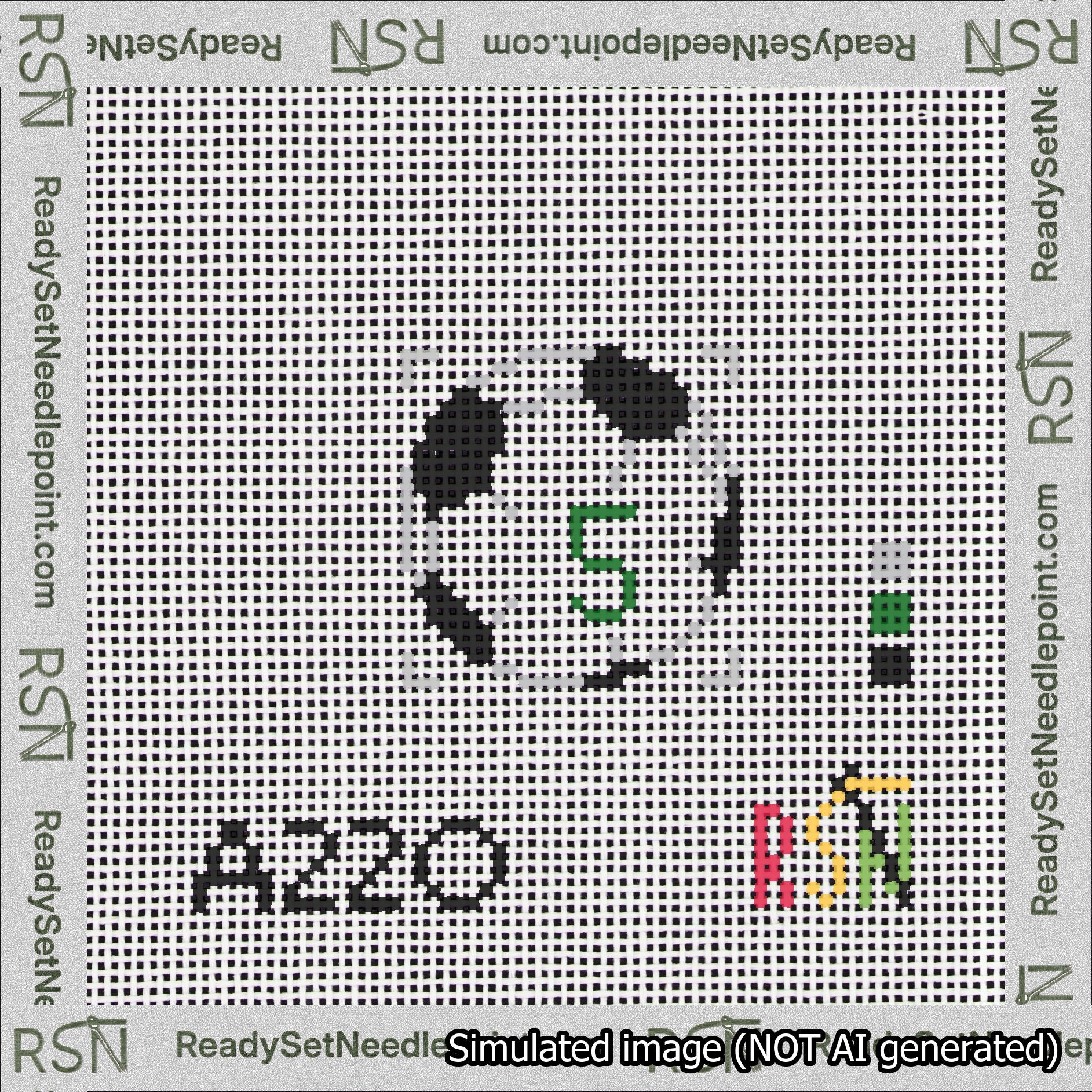 Soccer Ball Bag Charm Green 0-49 Needlepoint Canvas Design