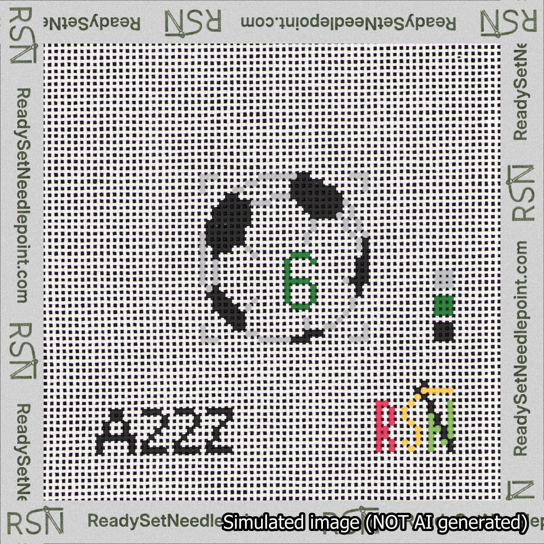 Soccer Ball Bag Charm Green 0-49 Needlepoint Canvas Design