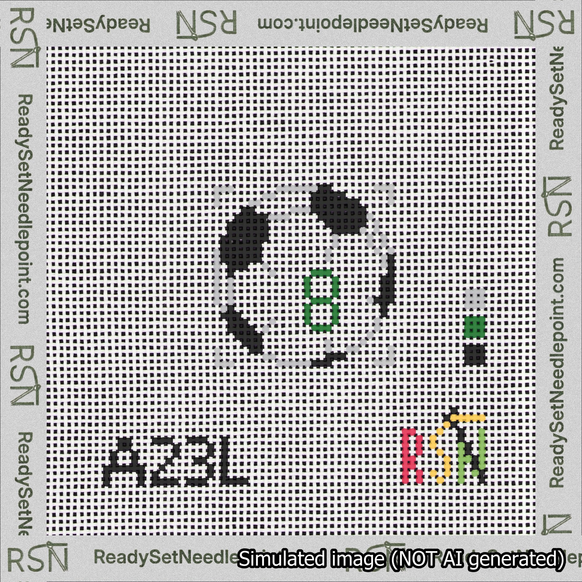 Soccer Ball Bag Charm Green 0-49 Needlepoint Canvas Design