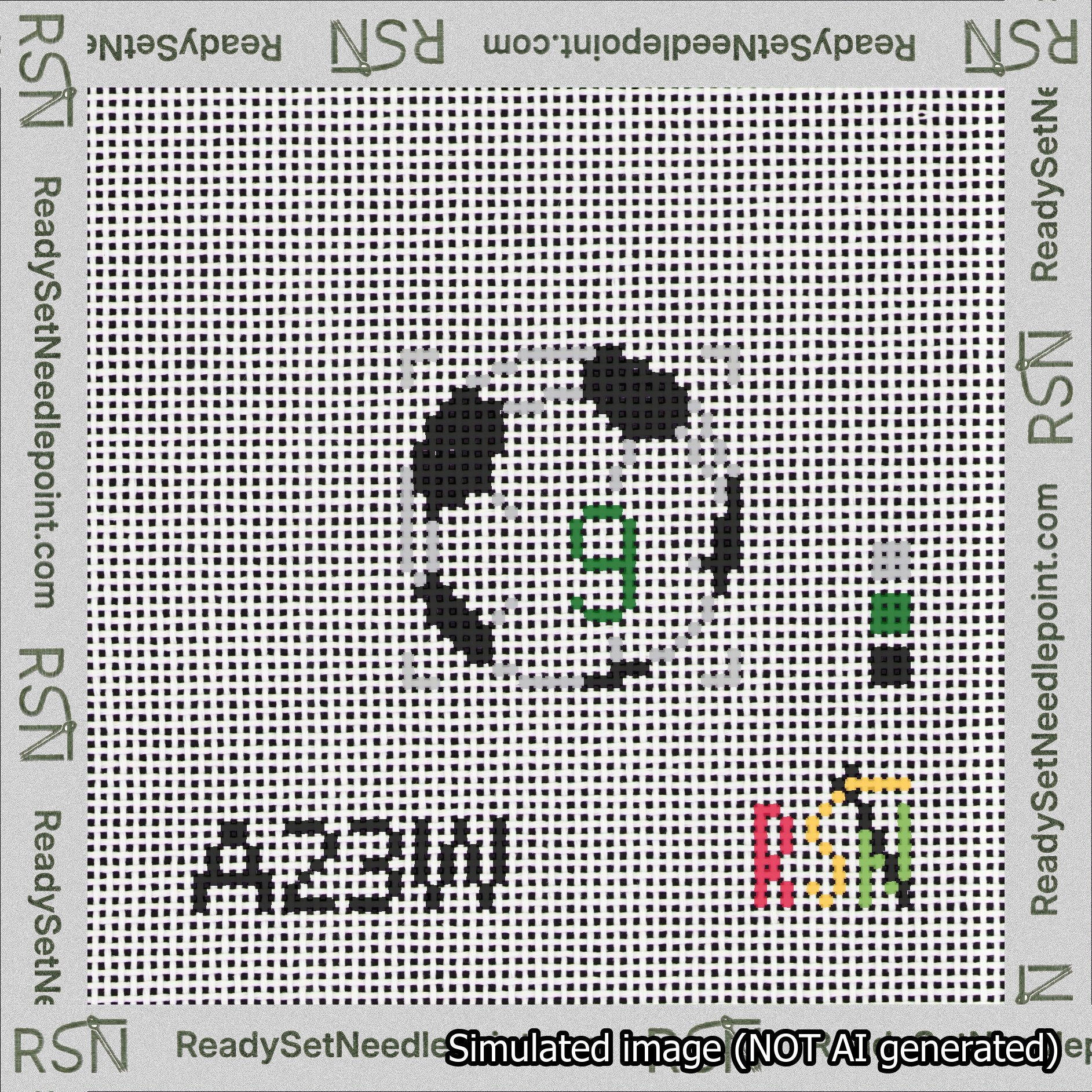 Soccer Ball Bag Charm Green 0-49 Needlepoint Canvas Design